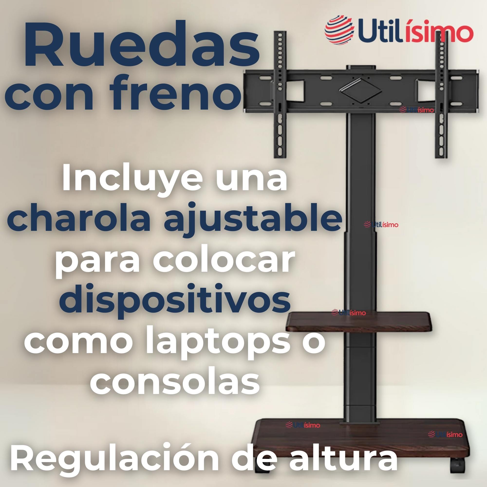 SOPORTE TV PREMIUM PORTATIL CON RUEDAS 45KG 26 A 75 PULGADAS 26 32 40 43 50 55 60 65 70 75 - 3