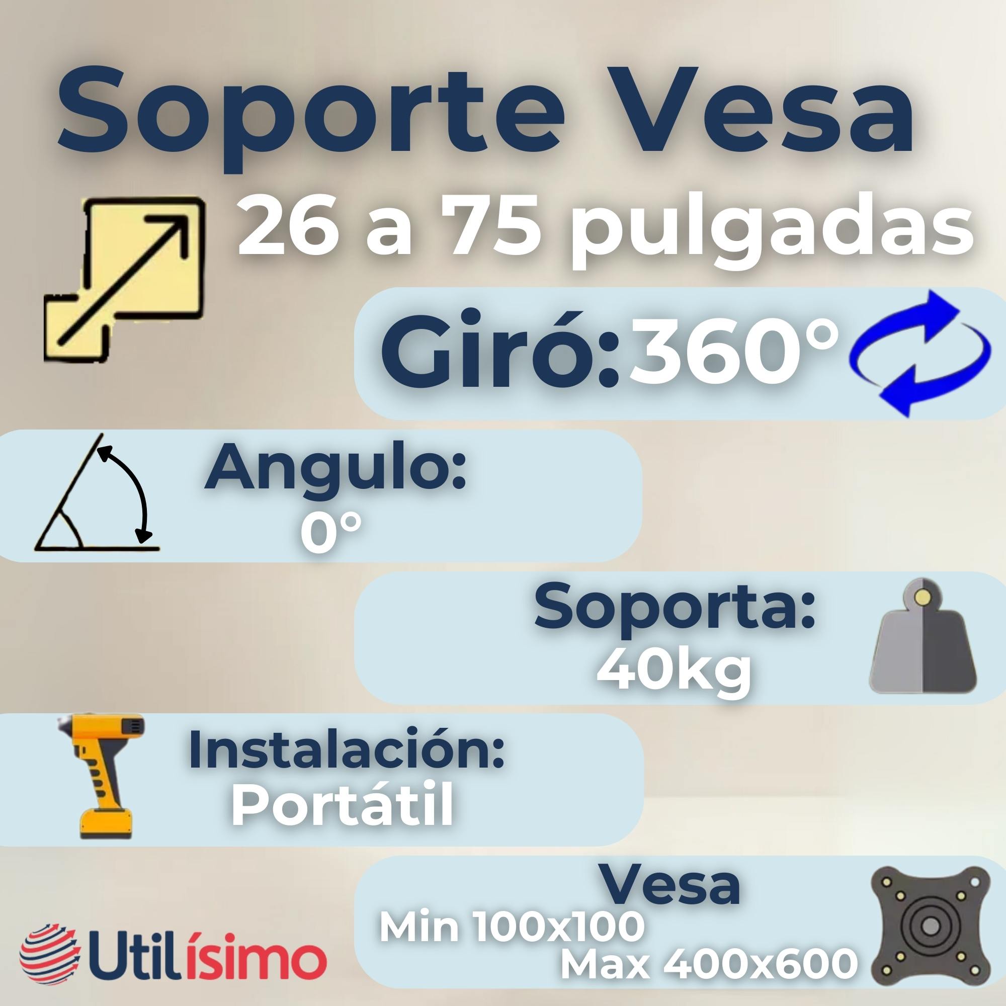 SOPORTE TV PREMIUM PORTATIL CON RUEDAS 45KG 26 A 75 PULGADAS 26 32 40 43 50 55 60 65 70 75 - 5