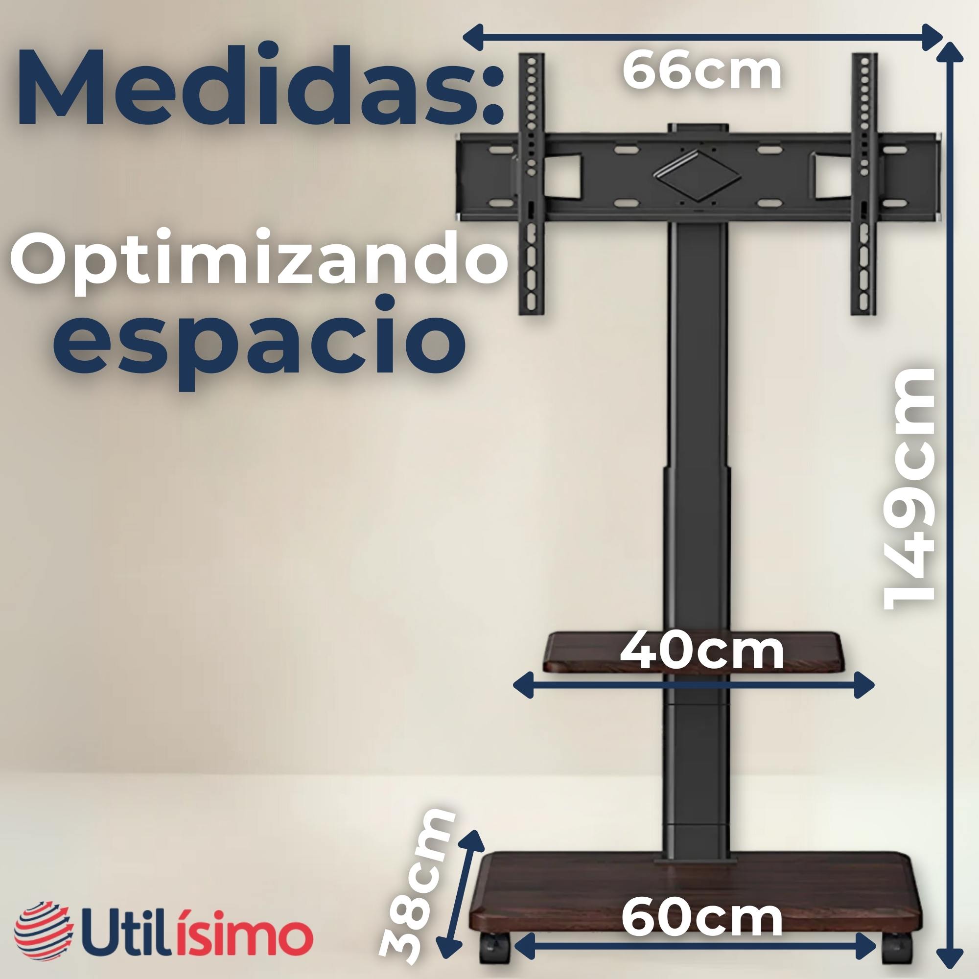 SOPORTE TV PREMIUM PORTATIL CON RUEDAS 45KG 26 A 75 PULGADAS 26 32 40 43 50 55 60 65 70 75 - 8