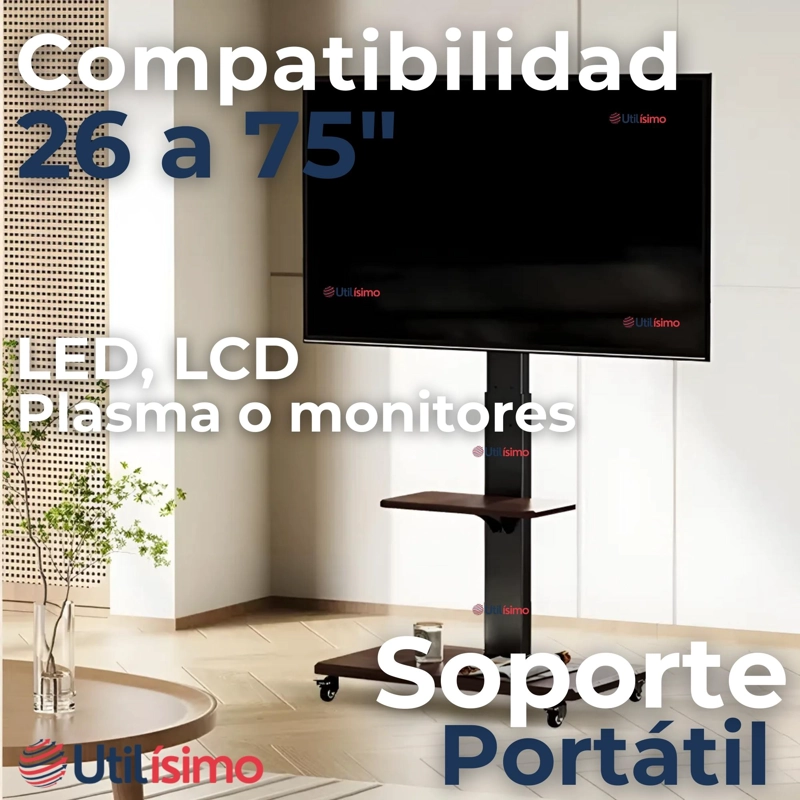SOPORTE TV PREMIUM PORTATIL CON RUEDAS 45KG 26 A 75 PULGADAS 26 32 40 43 50 55 60 65 70 75 - 9