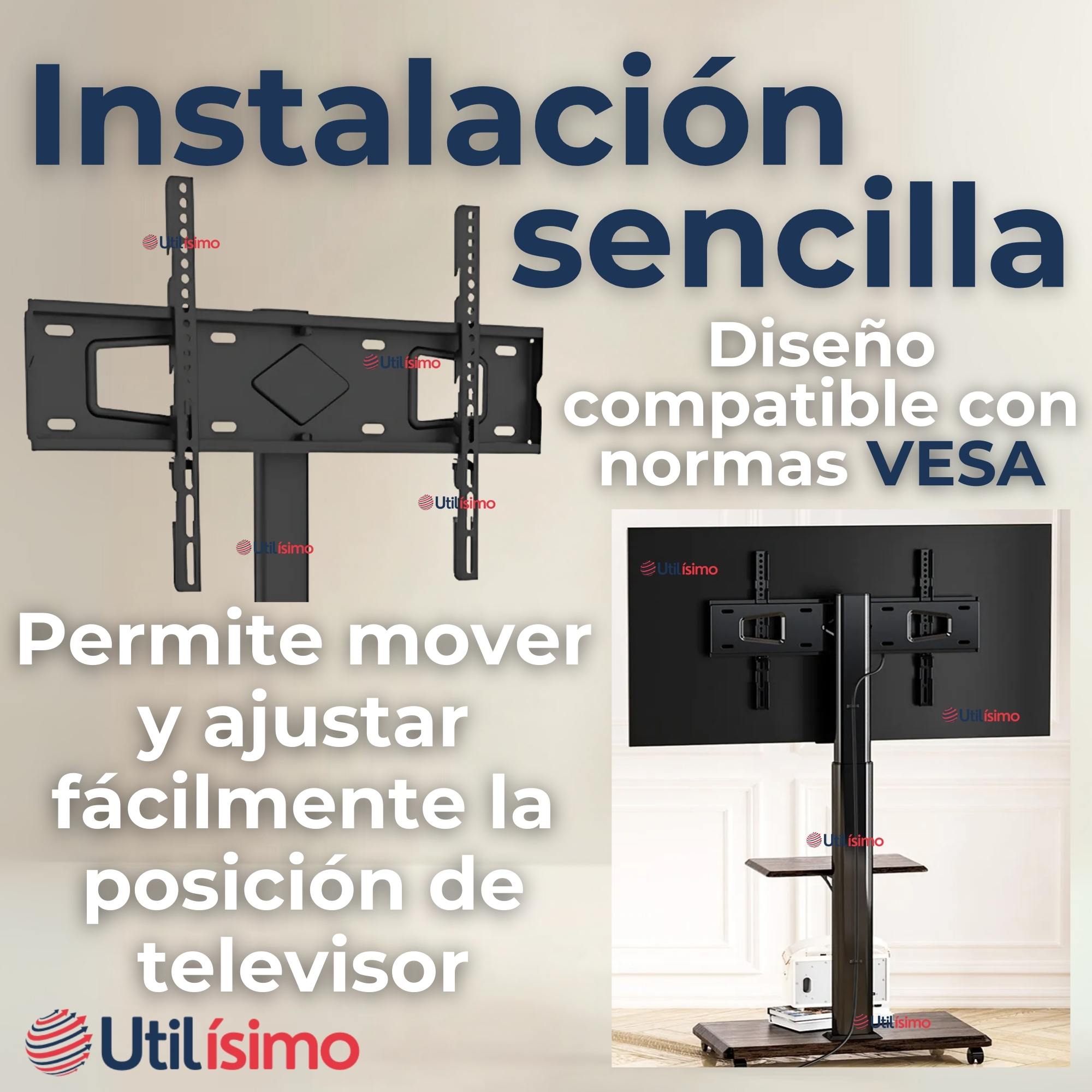 SOPORTE TV PREMIUM PORTATIL CON RUEDAS 45KG 26 A 75 PULGADAS 26 32 40 43 50 55 60 65 70 75 - 10