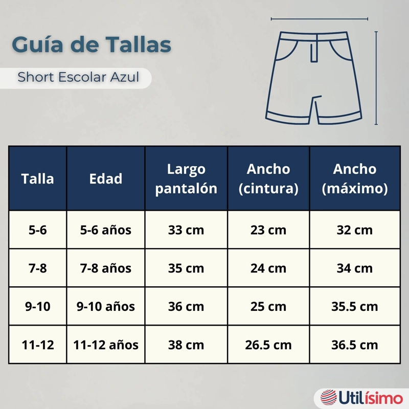 PANTALON CORTO SHORT NIÑO ALGODON DEPORTIVO ESCOLAR AZUL MARINO - 6