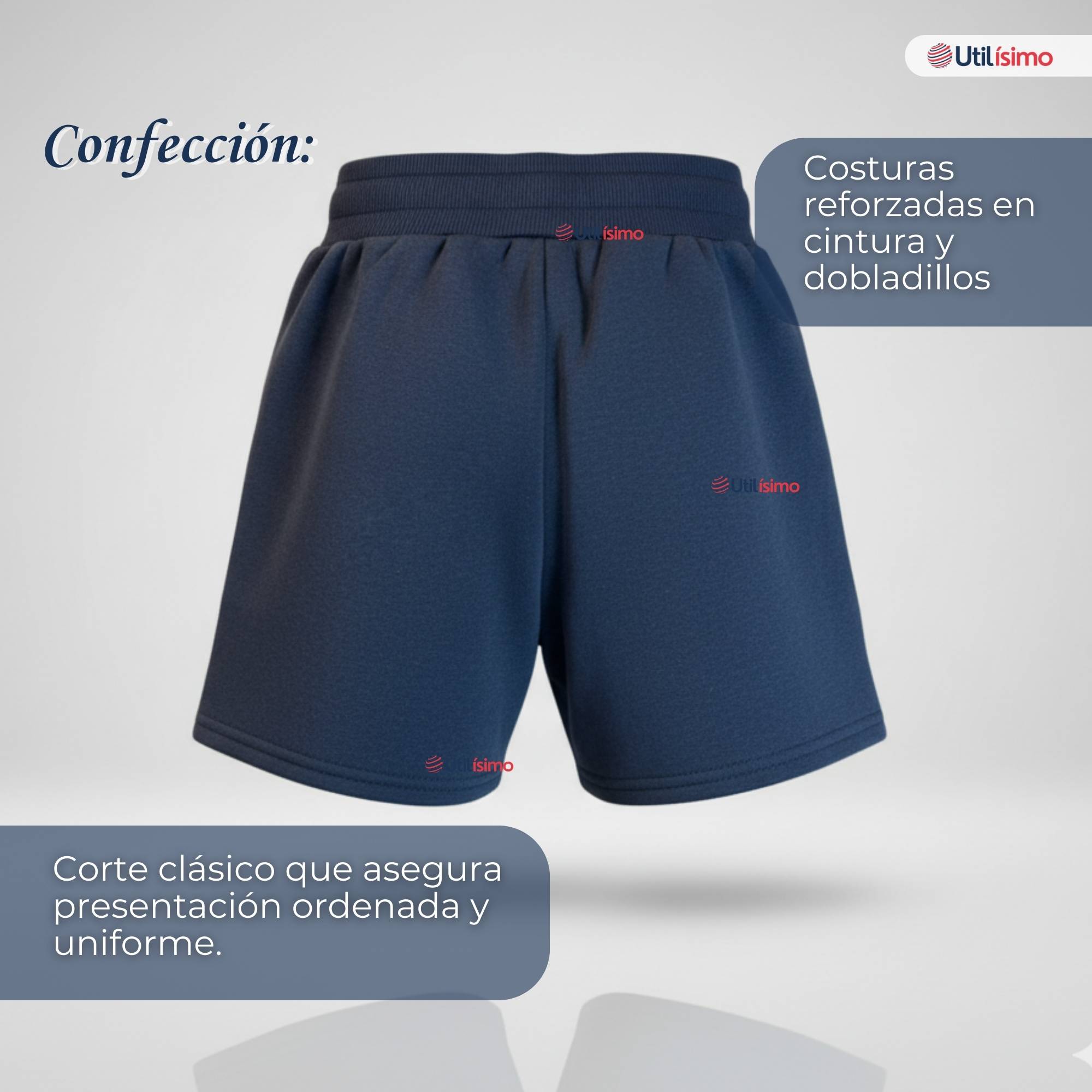 PANTALON CORTO SHORT NIÑO ALGODON DEPORTIVO ESCOLAR AZUL MARINO - 10
