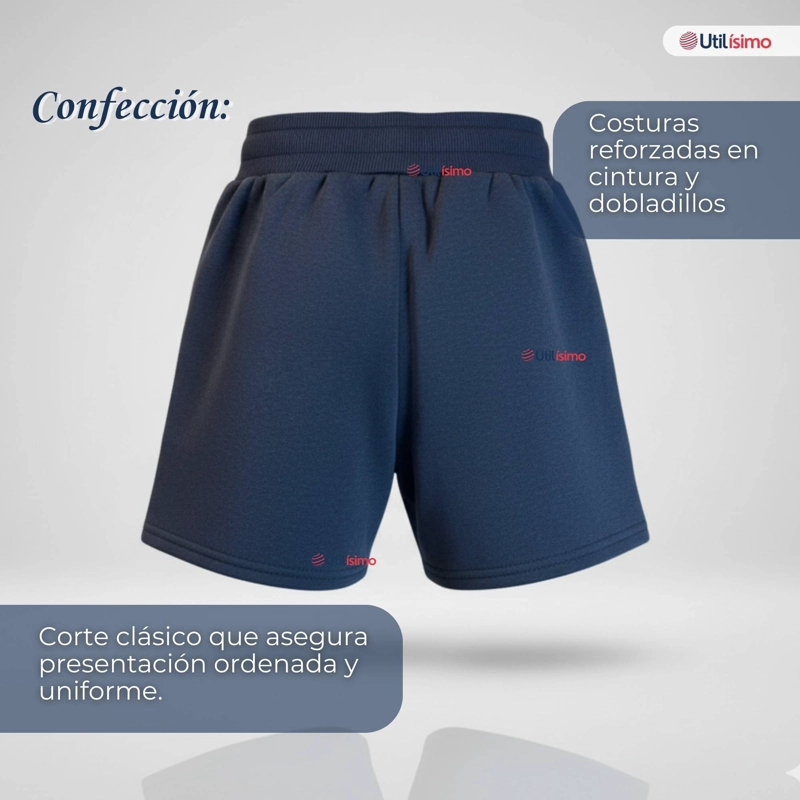 PACK 2 PANTALON CORTO SHORT ESCOLAR NIÑO ALGODON DEPORTIVO AZUL MARINO - 10
