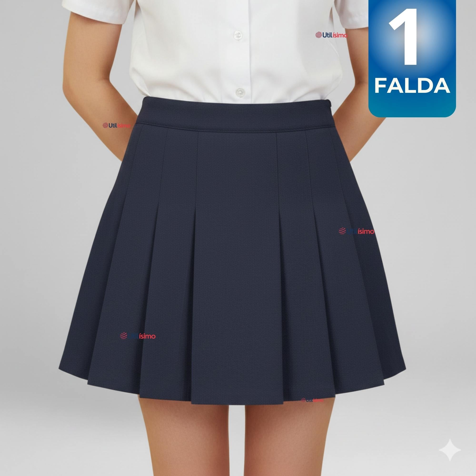 FALDA ESCOLAR COLOR AZUL UNIFORME PARA NIÑAS - 1
