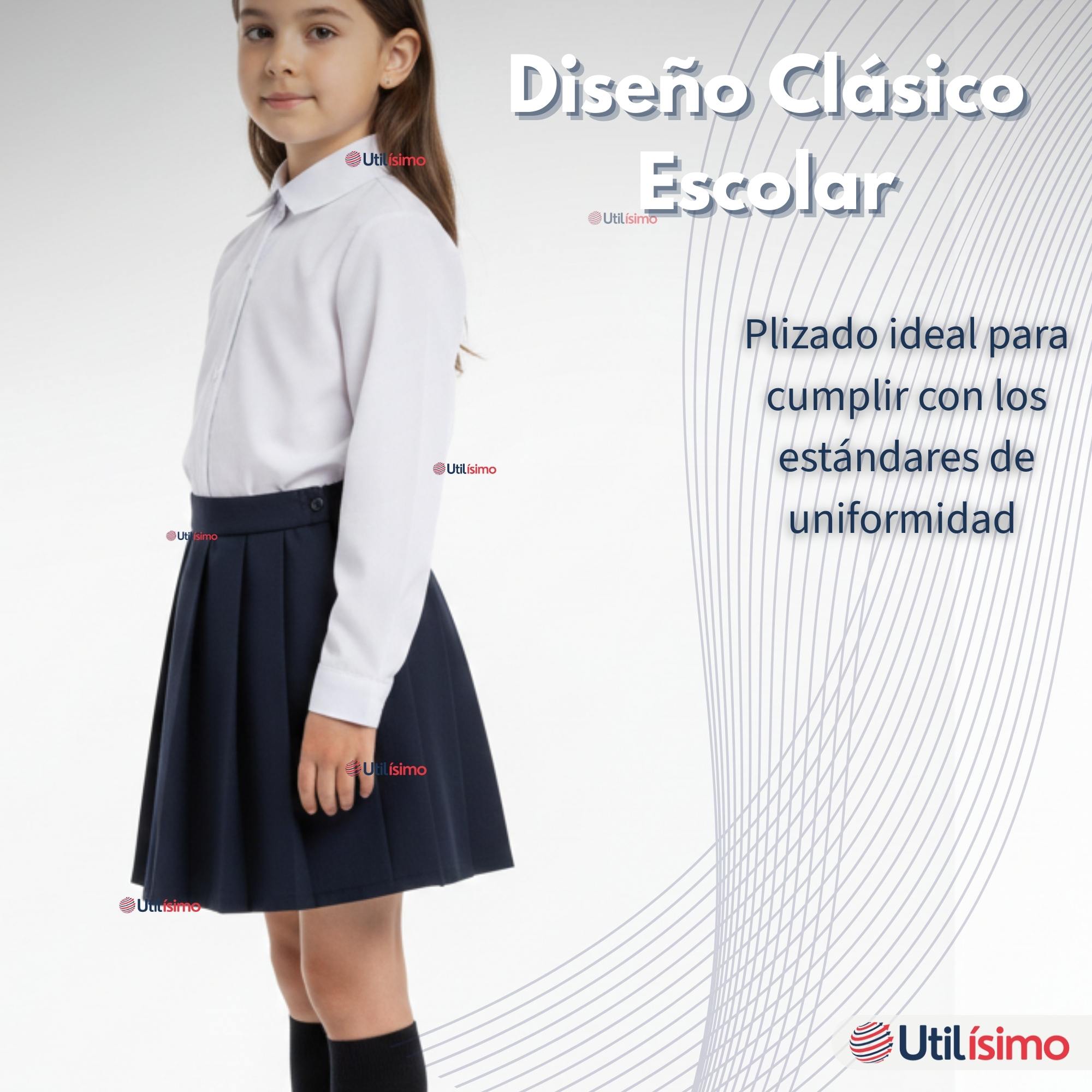 FALDA ESCOLAR COLOR AZUL UNIFORME PARA NIÑAS - 6