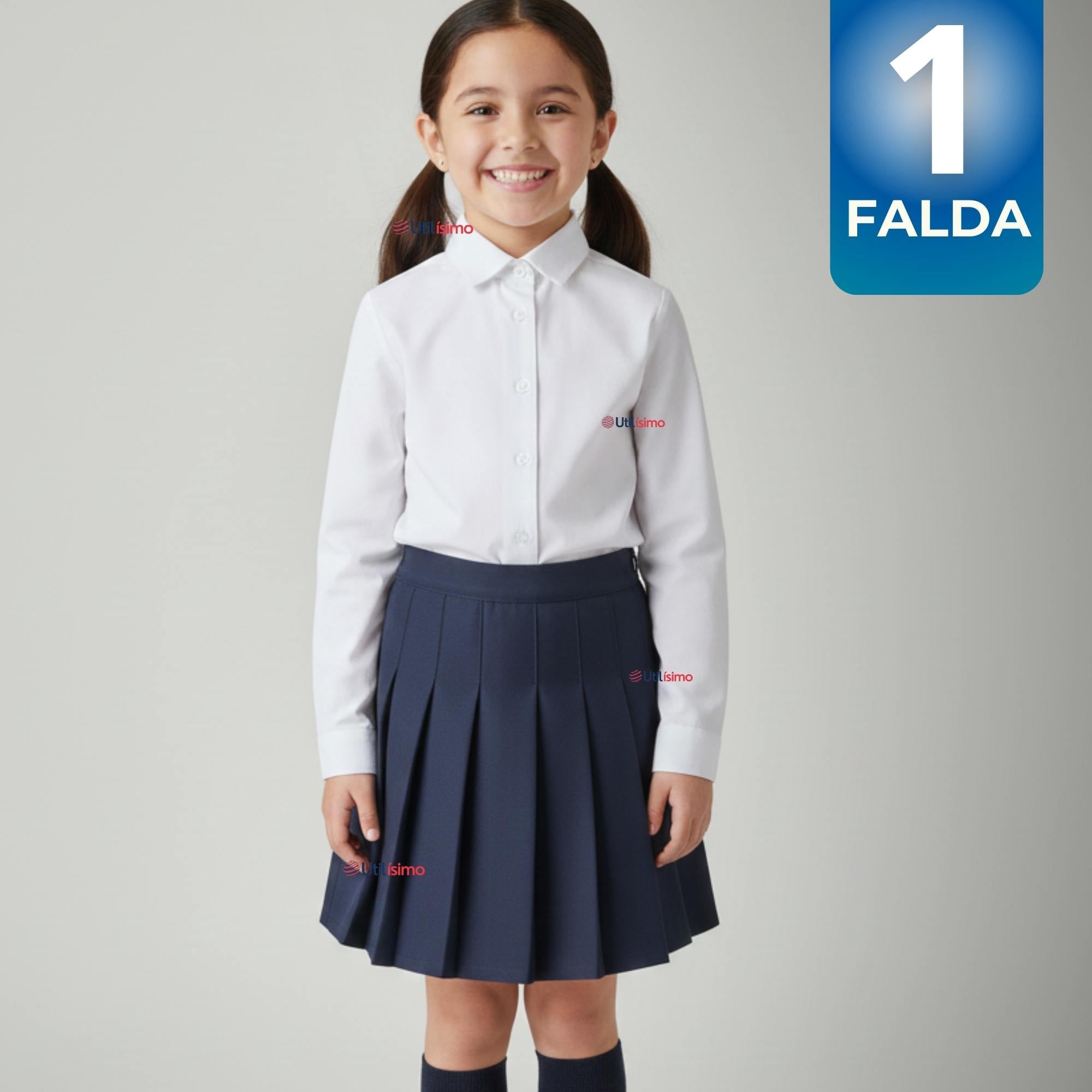FALDA ESCOLAR COLOR AZUL UNIFORME PARA NIÑAS - 1