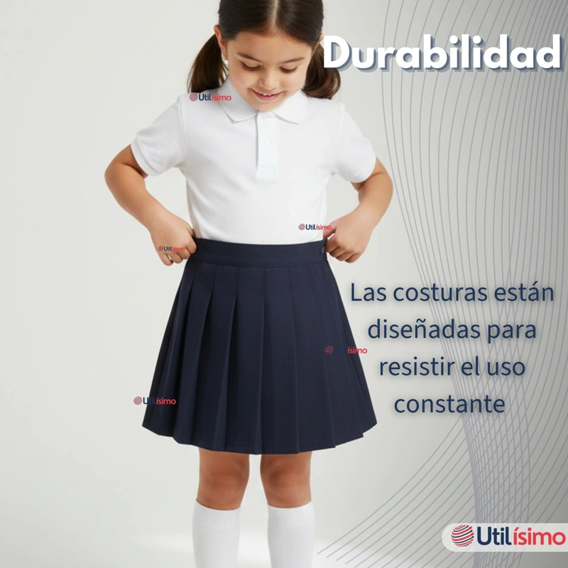 FALDA ESCOLAR COLOR AZUL UNIFORME PARA NIÑAS - 2
