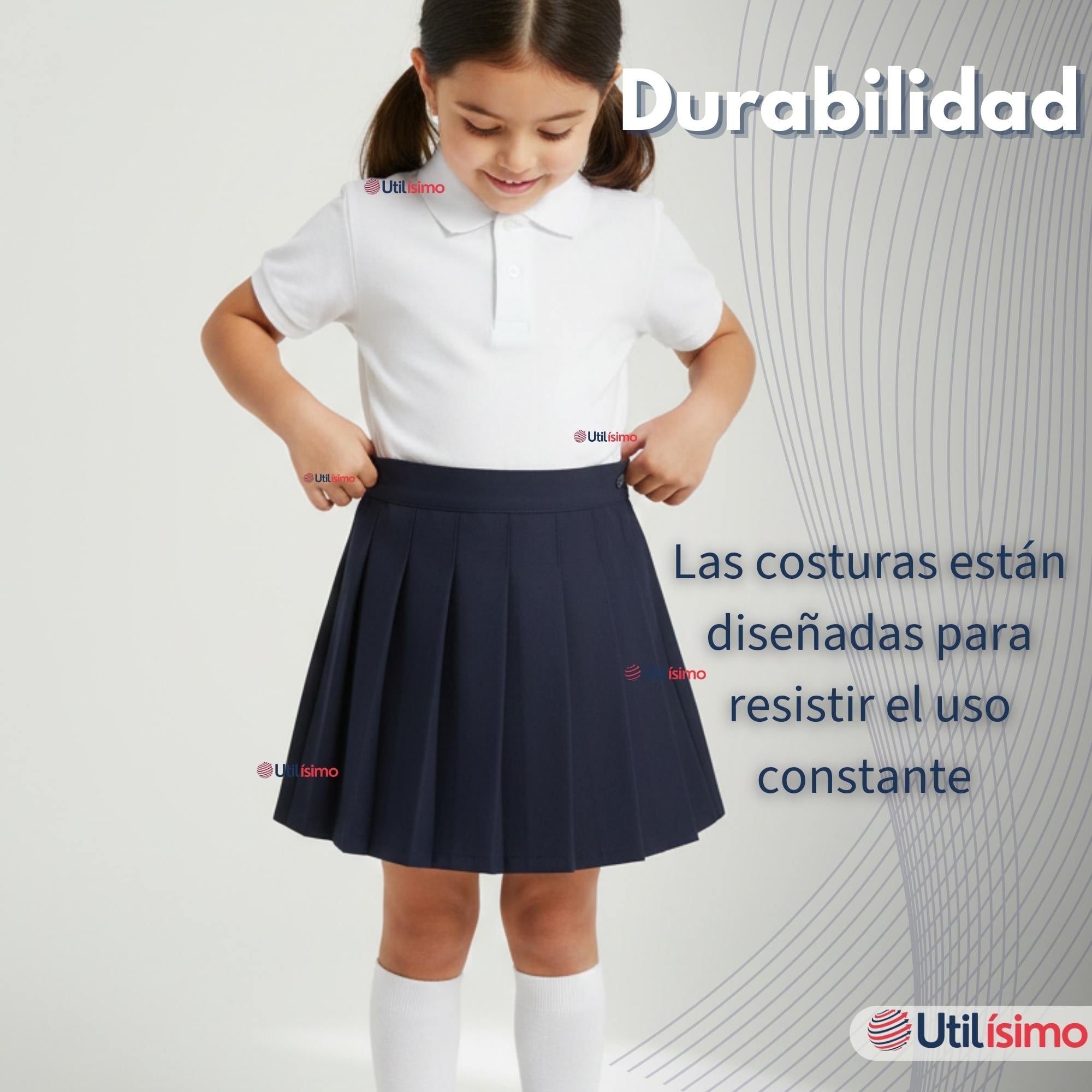 FALDA ESCOLAR COLOR AZUL UNIFORME PARA NIÑAS - 2