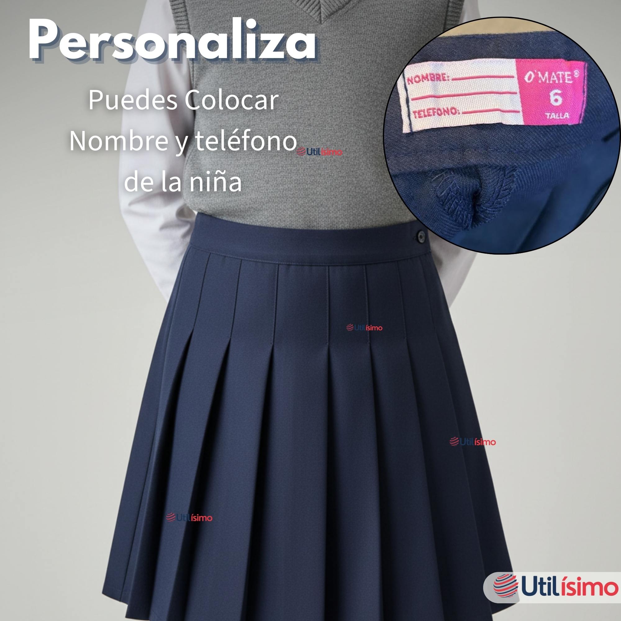 FALDA ESCOLAR COLOR AZUL UNIFORME PARA NIÑAS - 8