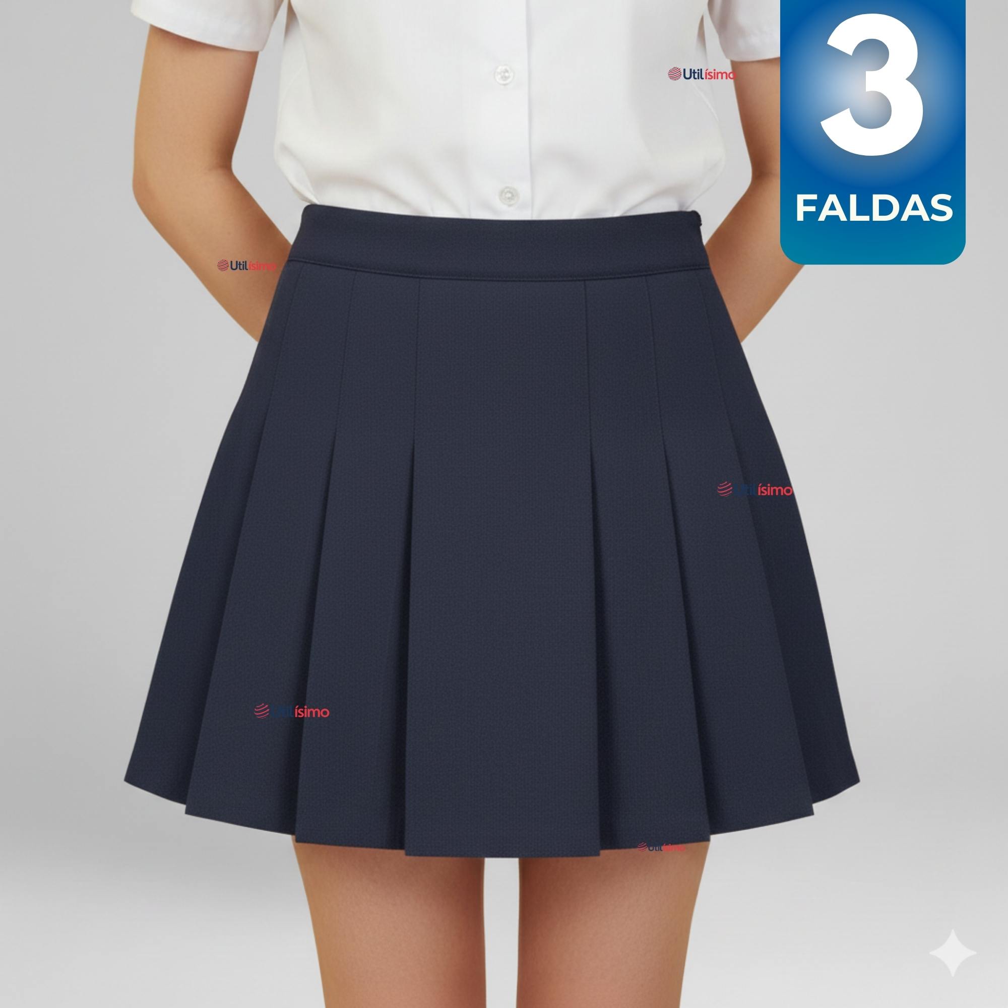 PACK 5 FALDAS ESCOLAR COLOR AZUL UNIFORME PARA NIÑAS - 1