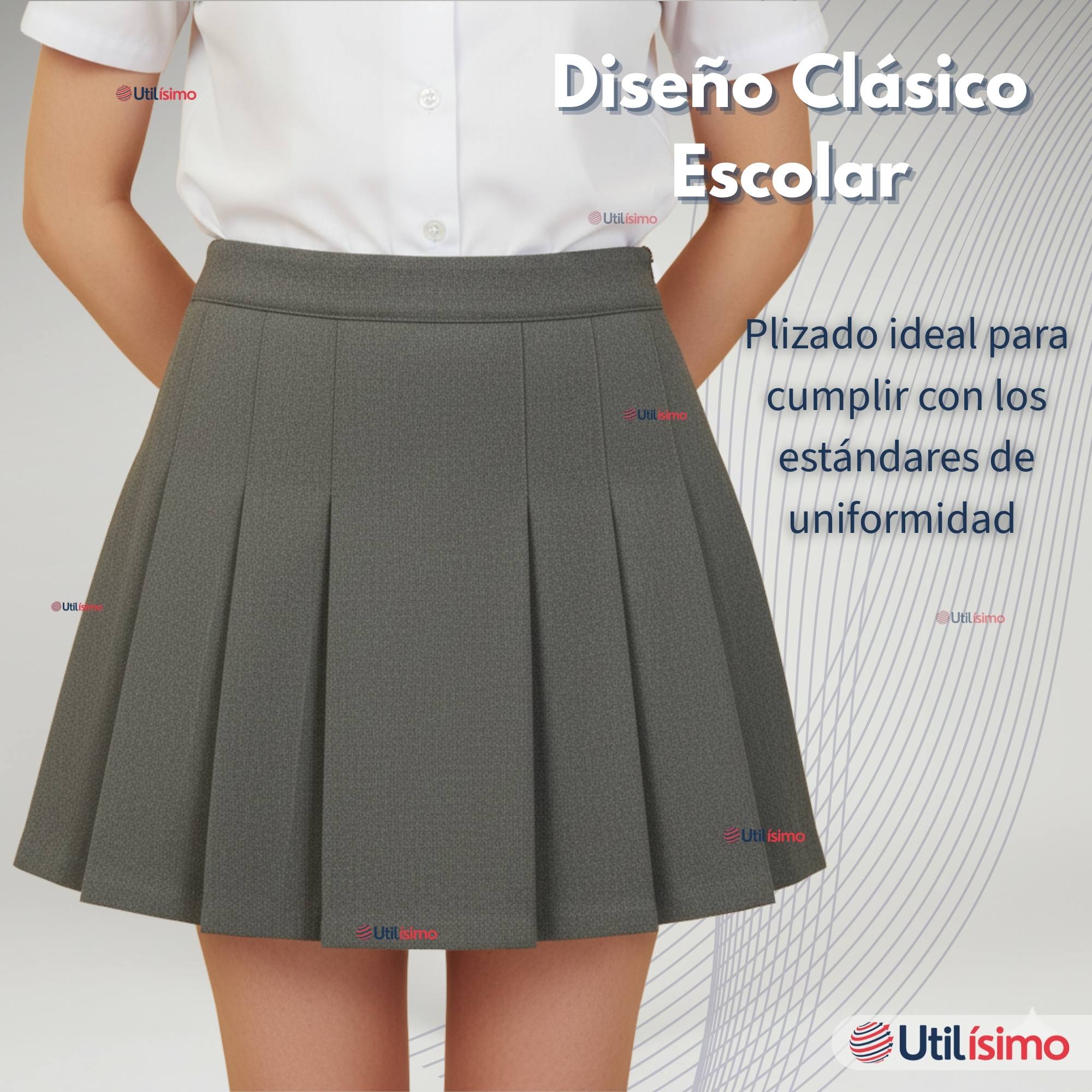 PACK 5 FALDAS ESCOLARES PLISADA COLOR GRIS NIÑA - 9