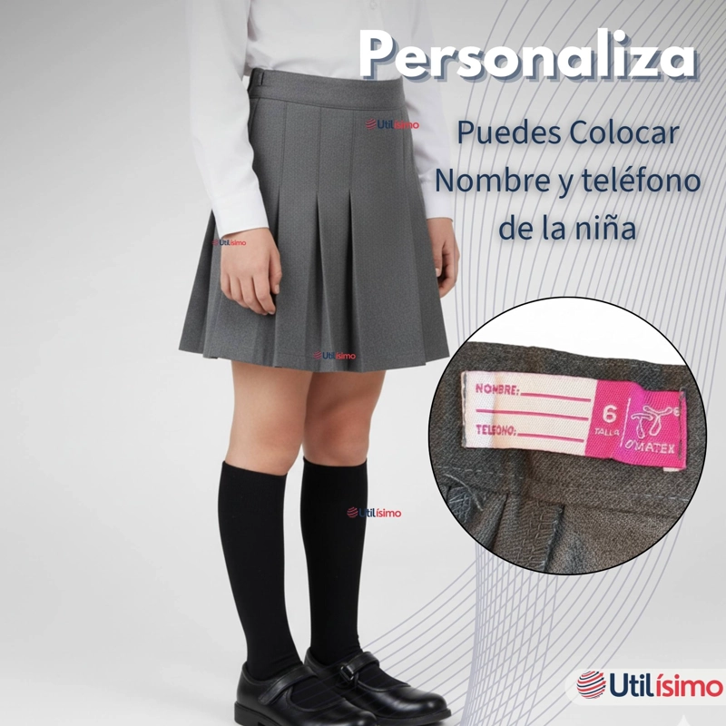 PACK 3 FALDAS ESCOLAR COLOR GRIS PARA NIÑAS - 11