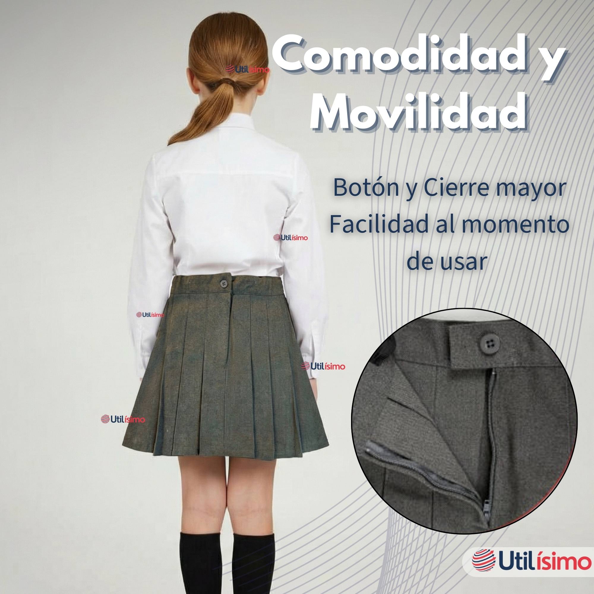 PACK 3 FALDAS ESCOLAR COLOR GRIS PARA NIÑAS - 8