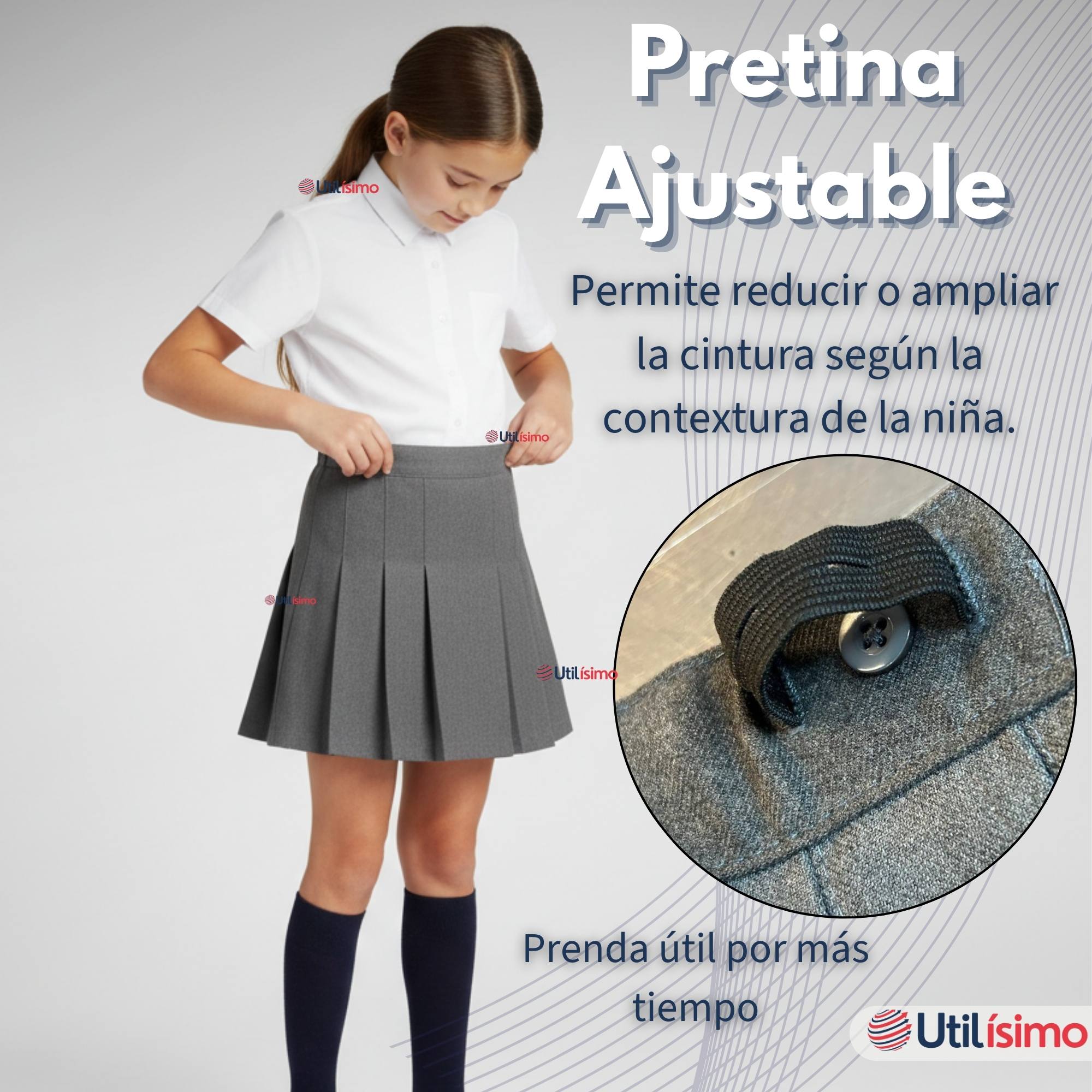 PACK 3 FALDAS ESCOLAR COLOR GRIS PARA NIÑAS - 10