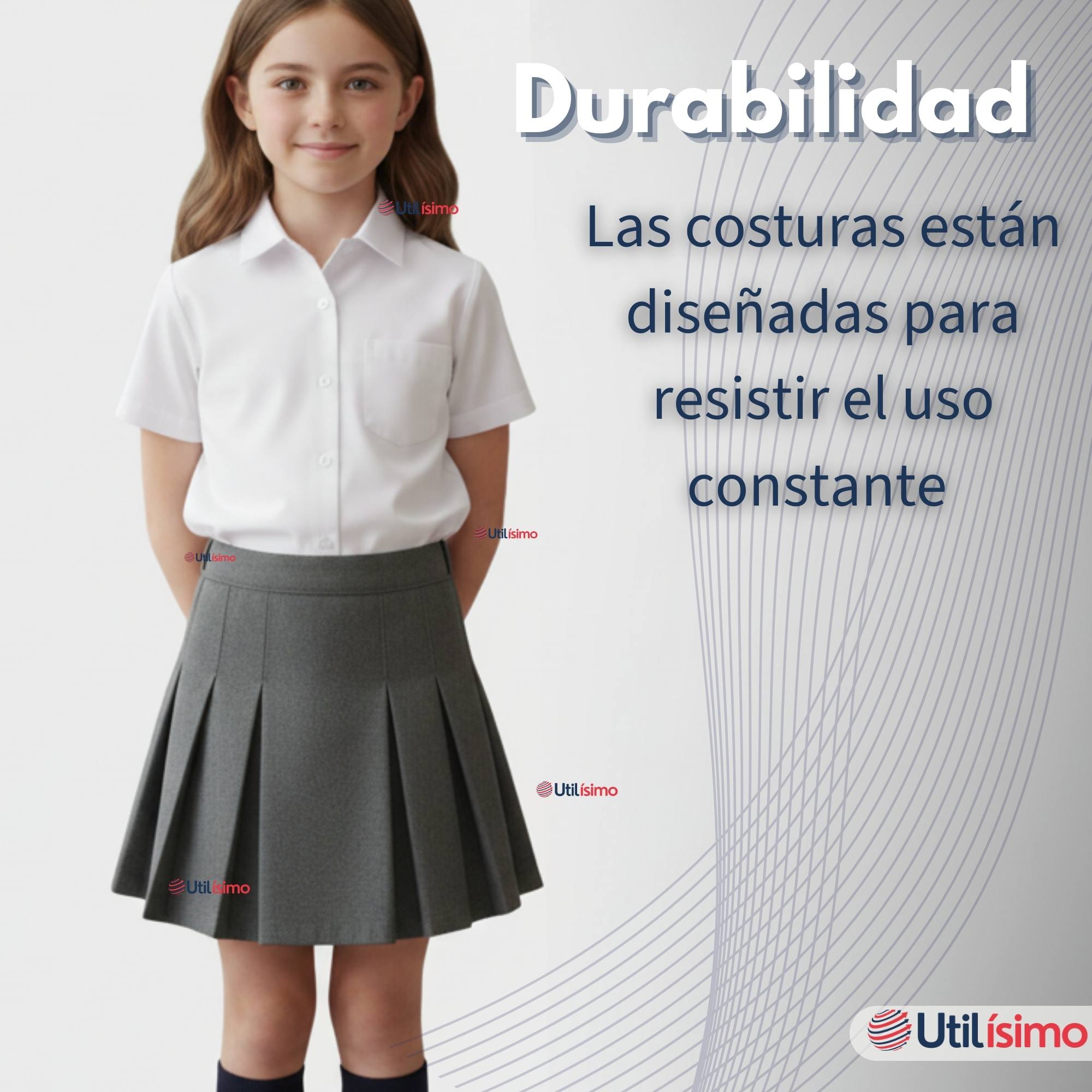 PACK 5 FALDAS ESCOLARES PLISADA COLOR GRIS NIÑA - 4