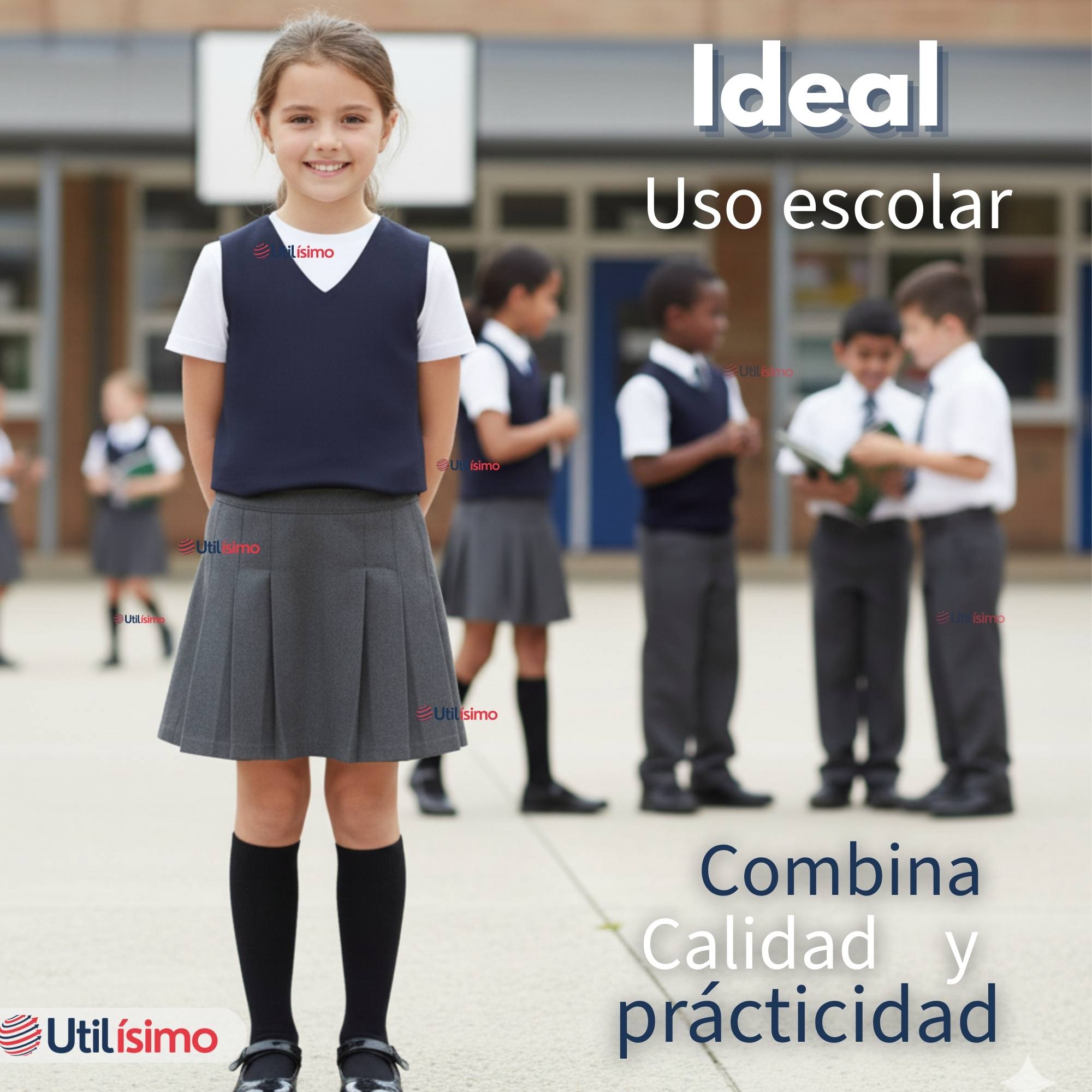 PACK 5 FALDAS ESCOLARES PLISADA COLOR GRIS NIÑA - 7