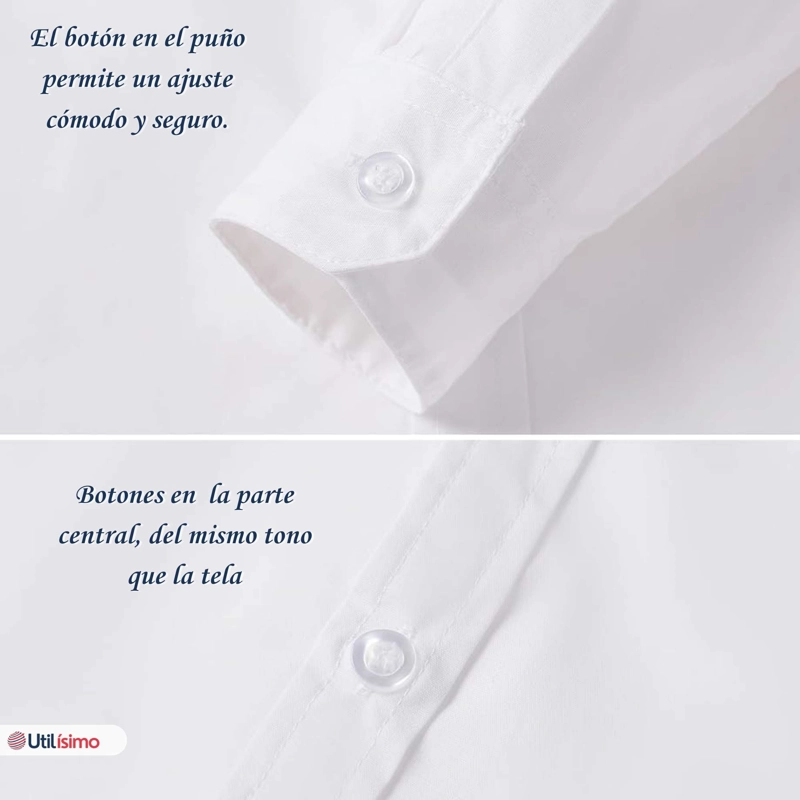 PACK 3 CAMISAS BLUSAS ESCOLARES BLANCA MANGA LARGA COLEGIO PARA NIÑAS Y JUVENIL - 8