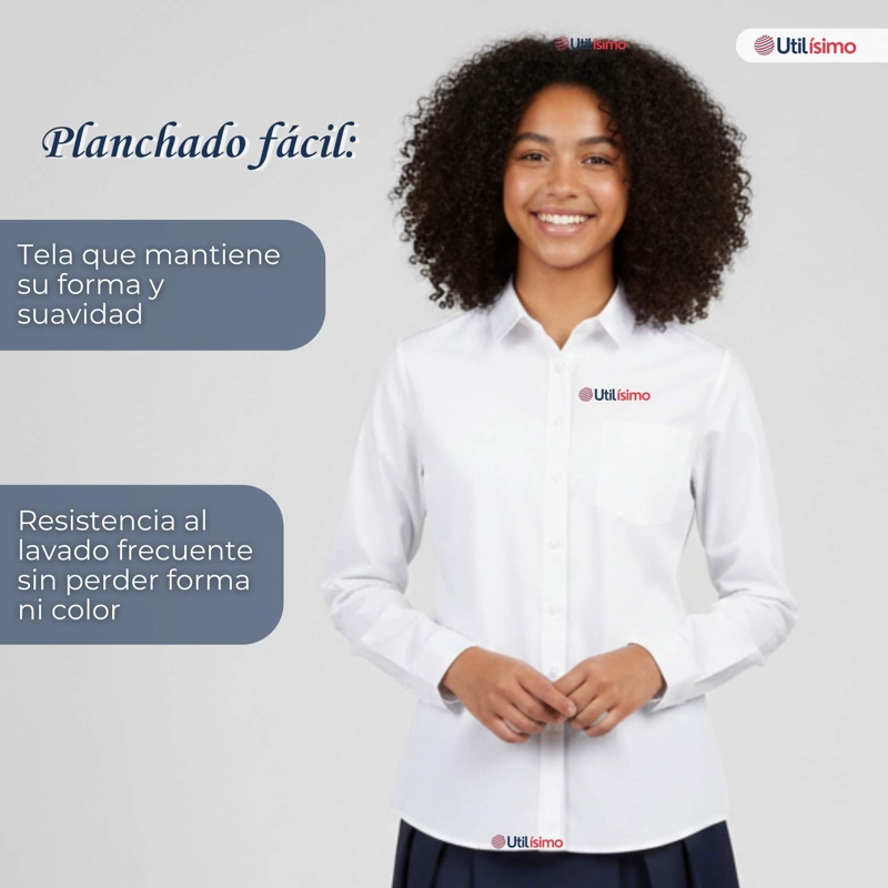 PACK 3 CAMISAS BLUSAS ESCOLARES BLANCA MANGA LARGA COLEGIO PARA NIÑAS Y JUVENIL - 10
