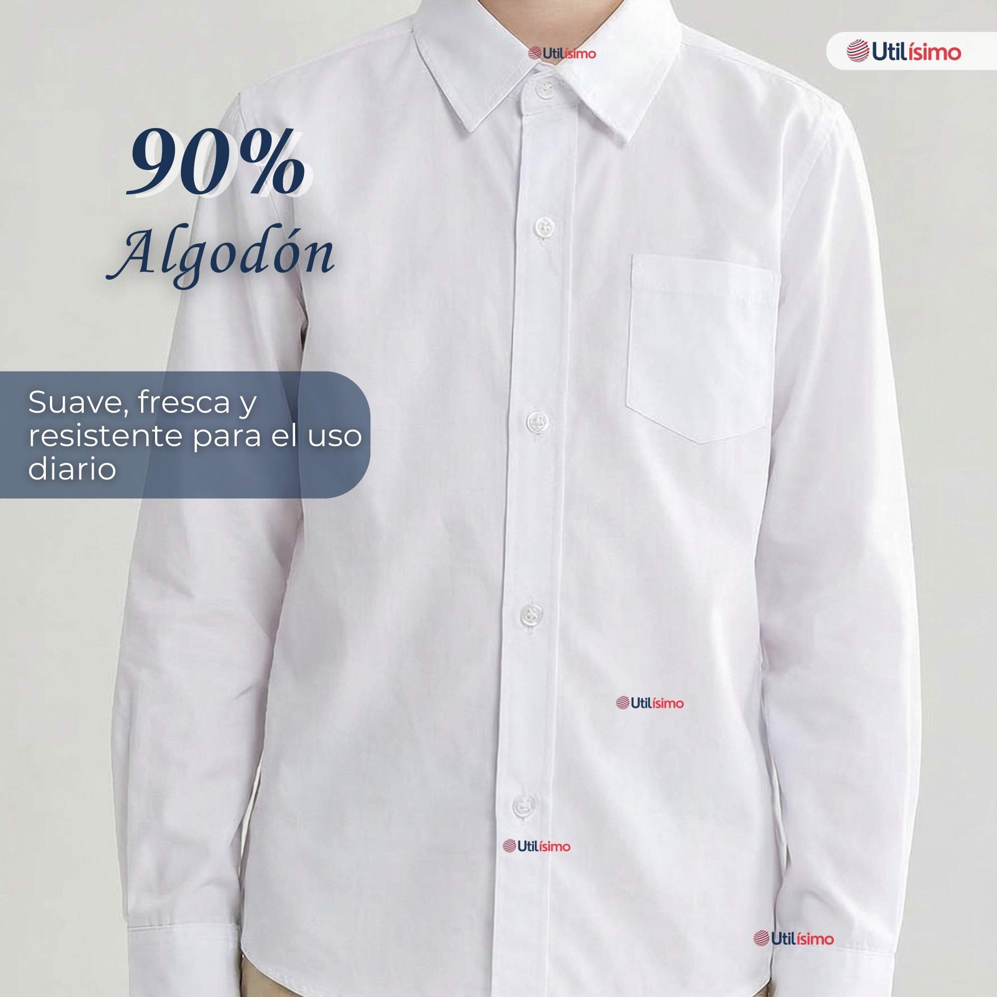 PACK 3 CAMISAS ESCOLARES BLANCA MANGA LARGA COLEGIO PARA NIÑOS Y JUVENIL - 6