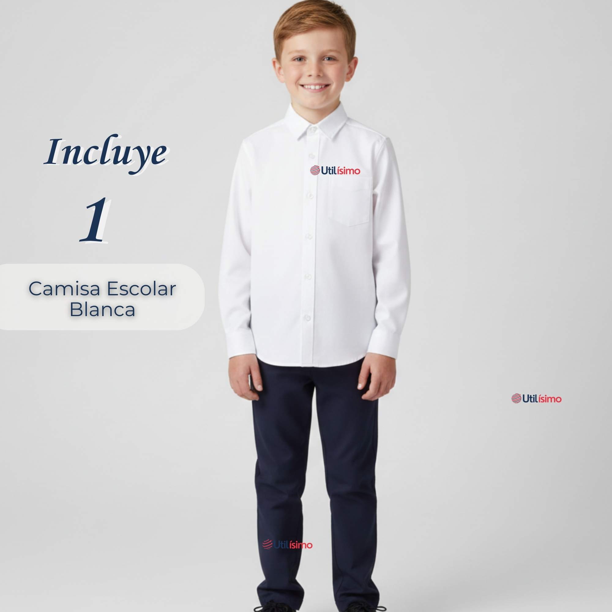 CAMISA ESCOLAR BLANCA MANGA LARGA COLEGIO PARA NIÑOS Y JUVENIL - 4