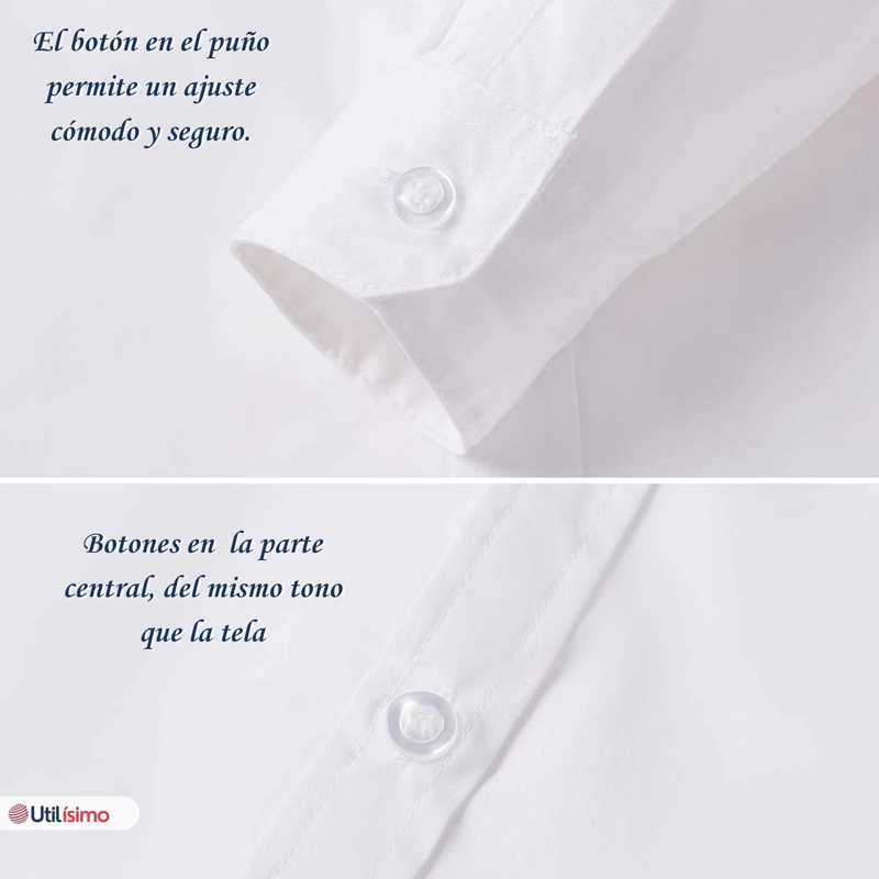 CAMISA ESCOLAR BLANCA MANGA LARGA COLEGIO PARA NIÑOS Y JUVENIL - 10