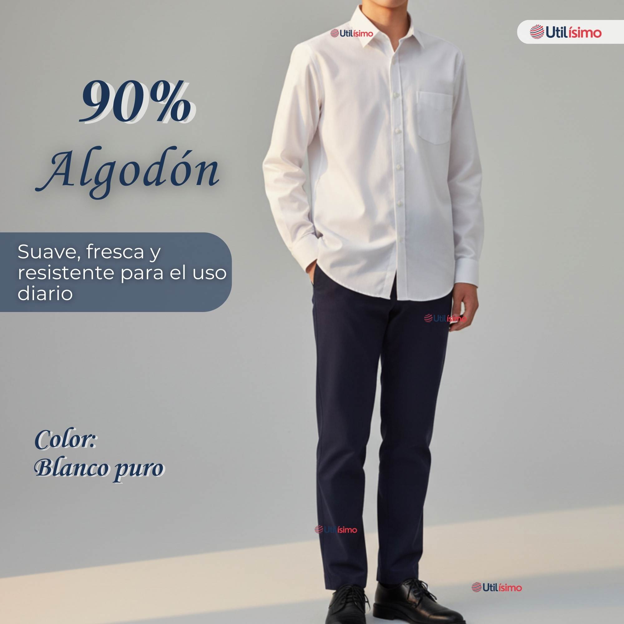 CAMISA ESCOLAR BLANCA MANGA LARGA COLEGIO PARA NIÑOS Y JUVENIL - 4