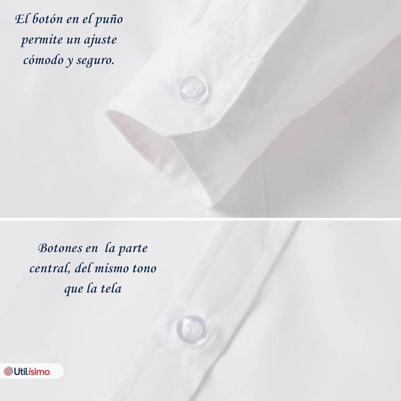 CAMISA ESCOLAR BLANCA MANGA LARGA COLEGIO PARA NIÑOS Y JUVENIL - 10