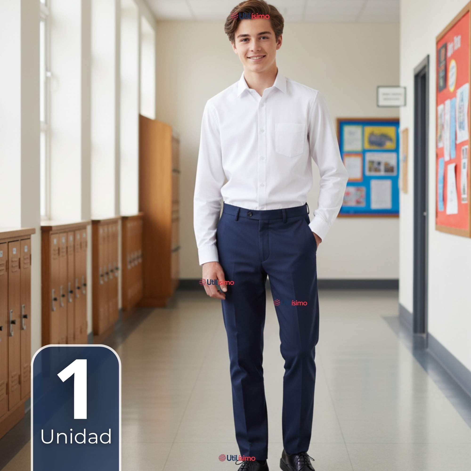 CAMISA ESCOLAR BLANCA MANGA LARGA COLEGIO PARA NIÑOS Y JUVENIL - 1