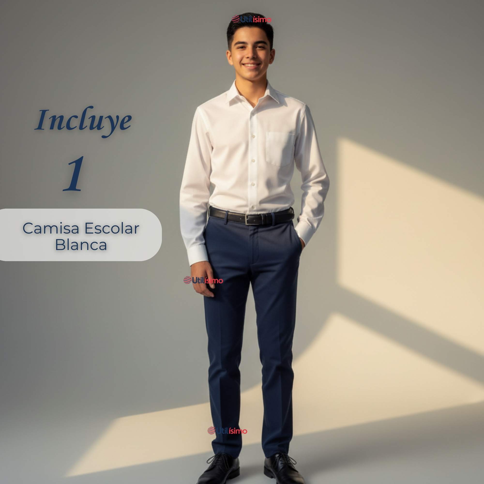 CAMISA ESCOLAR BLANCA MANGA LARGA COLEGIO PARA NIÑOS Y JUVENIL - 5