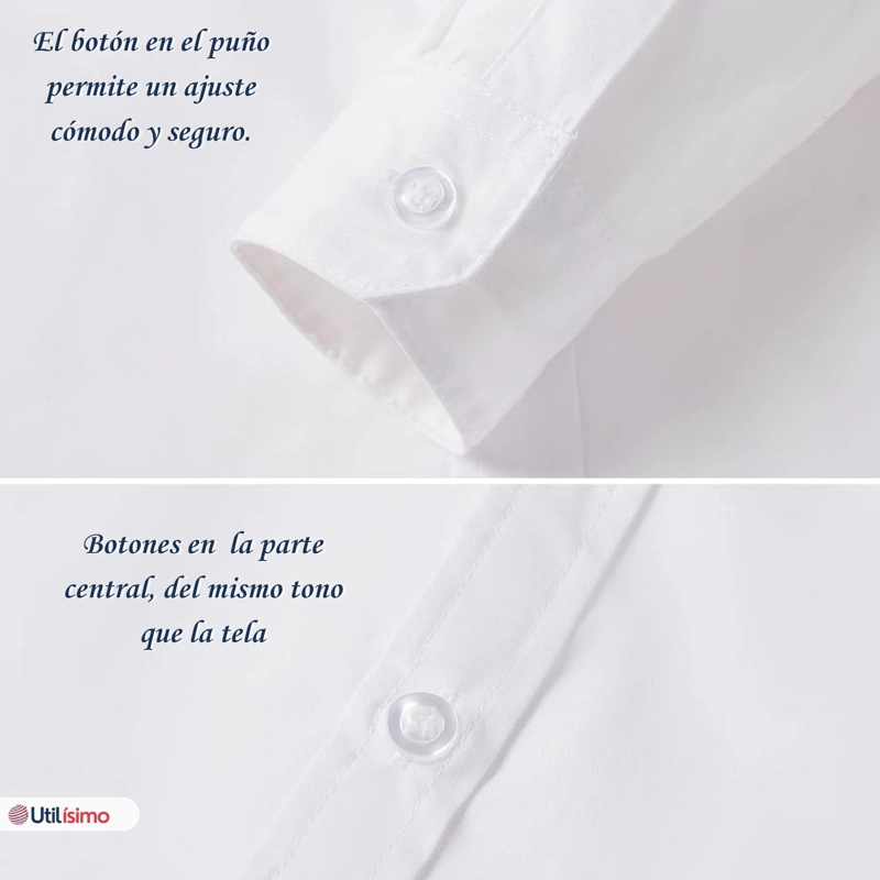 BLUSA ESCOLAR CAMISA BLANCA MANGA LARGA COLEGIO PARA NIÑAS Y JUVENIL - 12