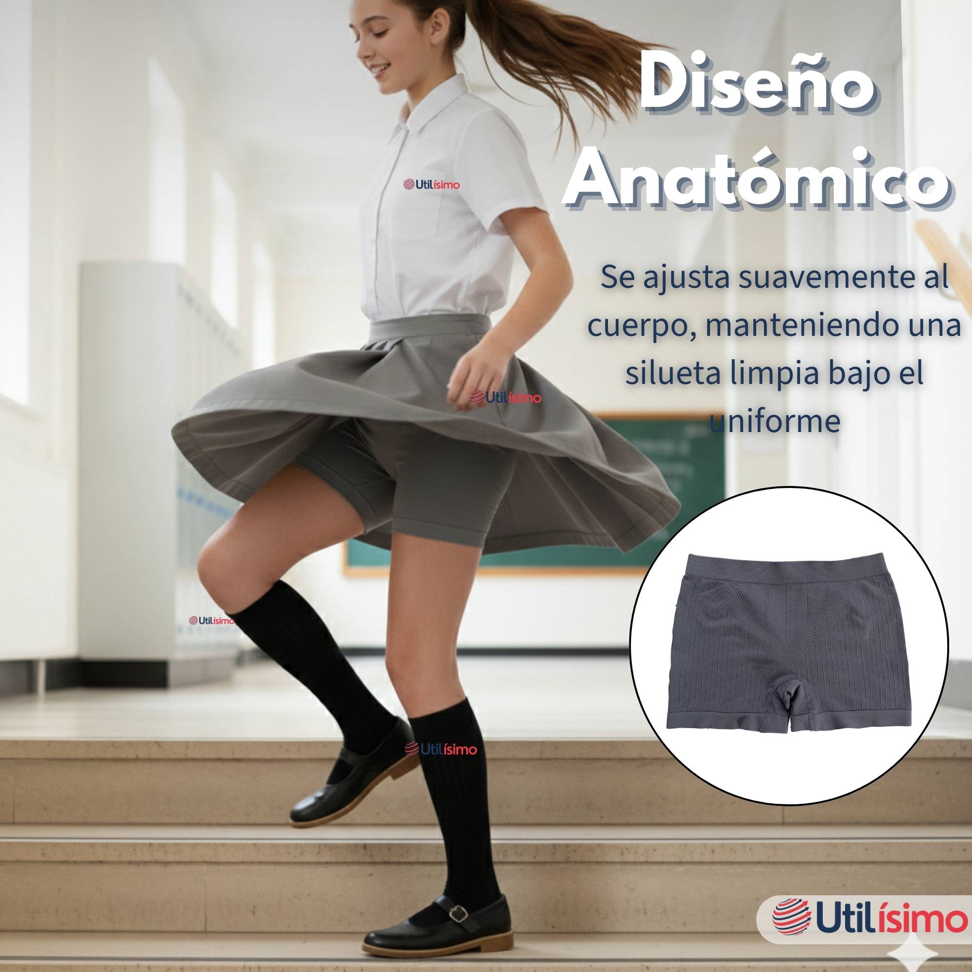 CALZA CORTA ESCOLAR COLOR GRIS PATA DEPORTIVAS NIÑA - 5