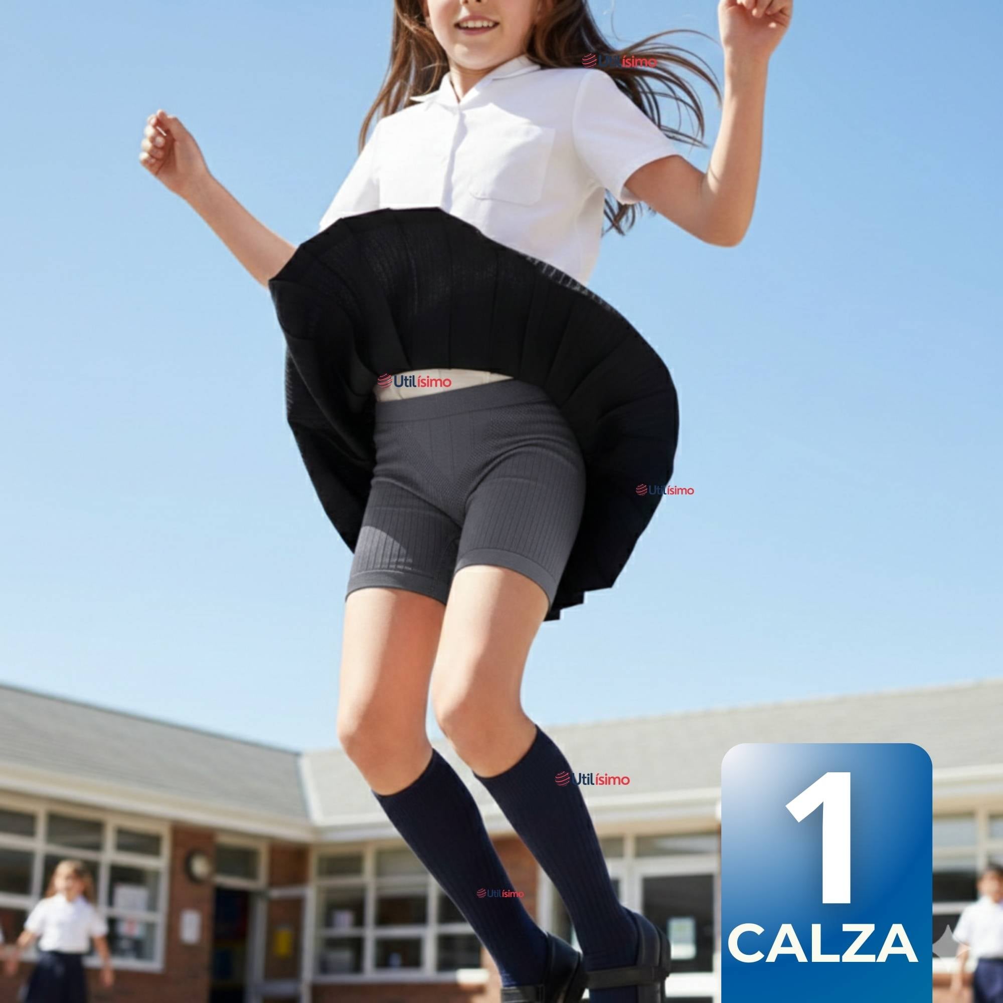 CALZA CORTA ESCOLAR COLOR GRIS PATA DEPORTIVAS NIÑA JUVENIL - 1