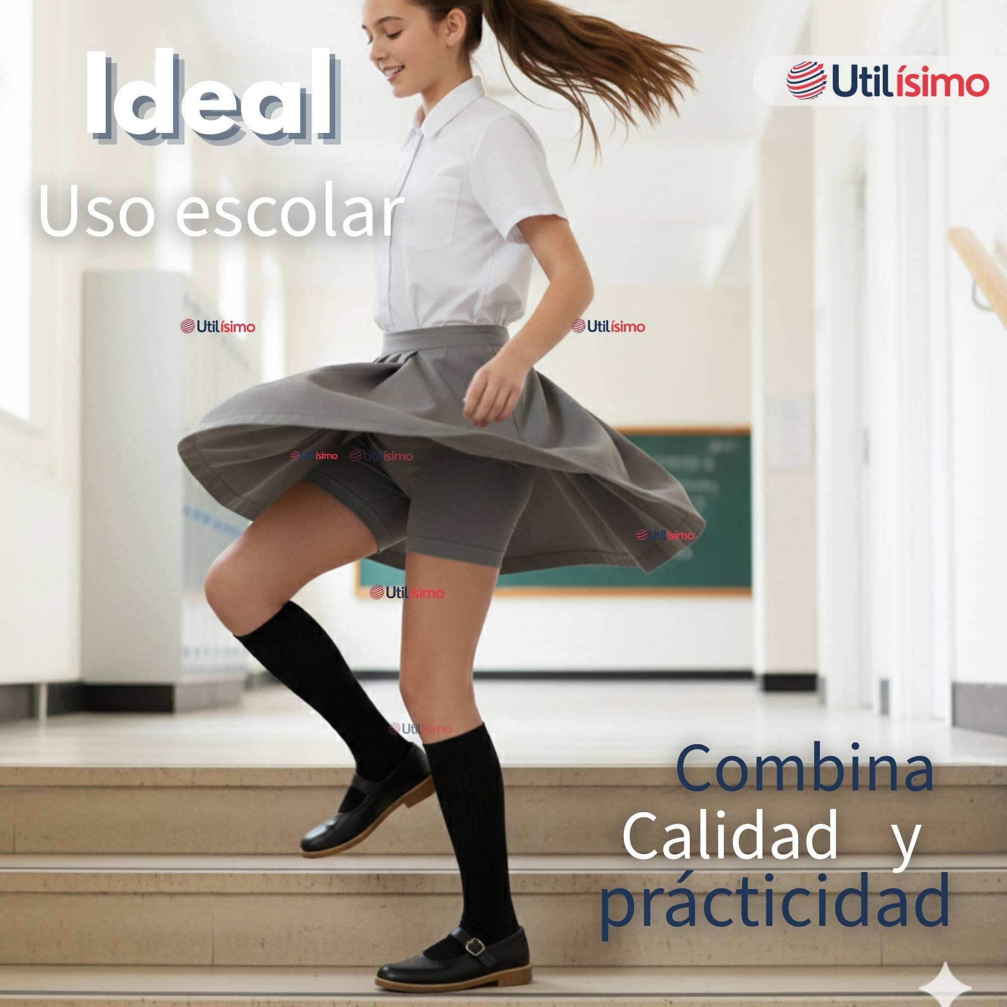 CALZA CORTA ESCOLAR COLOR GRIS PATA DEPORTIVAS NIÑA JUVENIL - 2