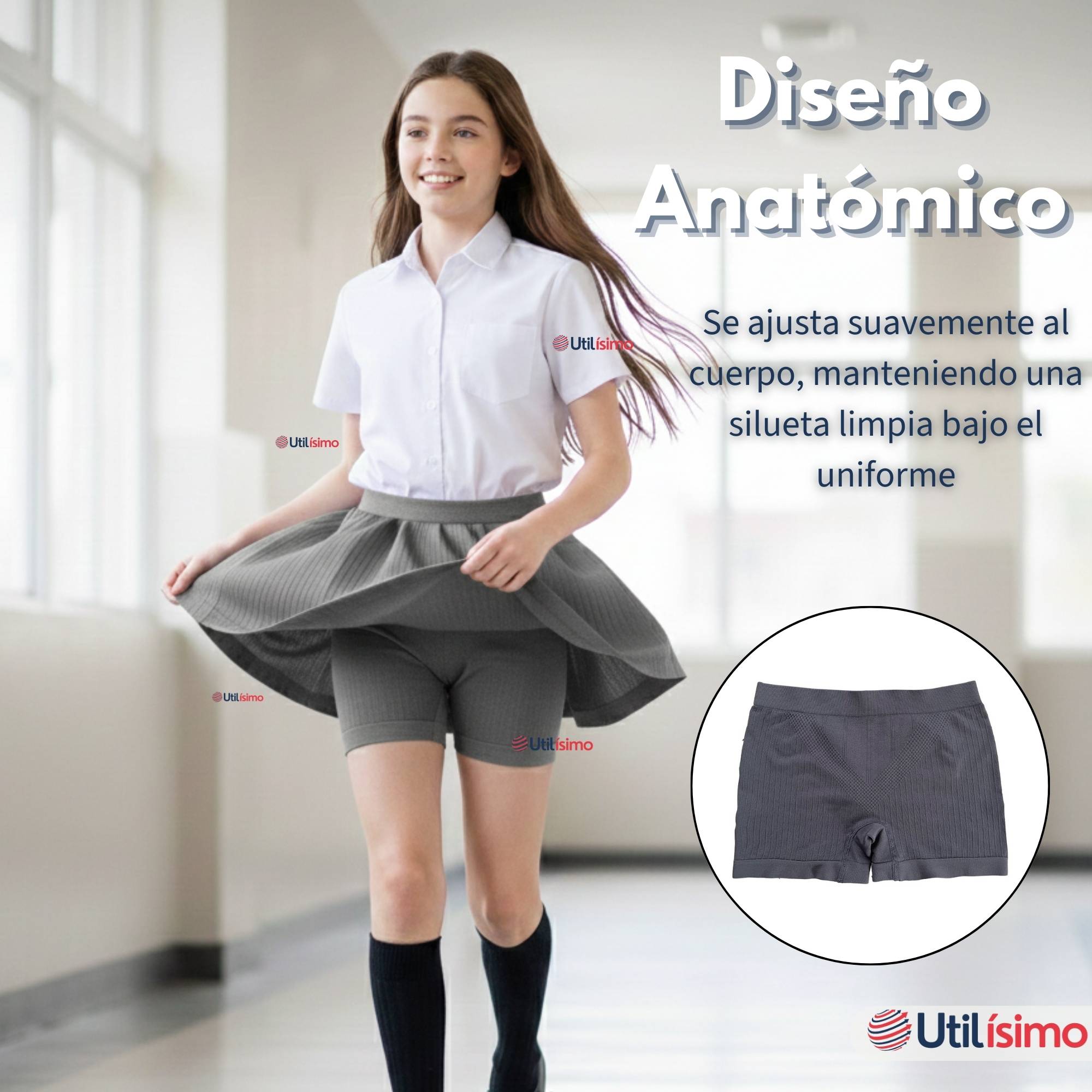 CALZA CORTA ESCOLAR COLOR GRIS PATA DEPORTIVAS NIÑA JUVENIL - 4