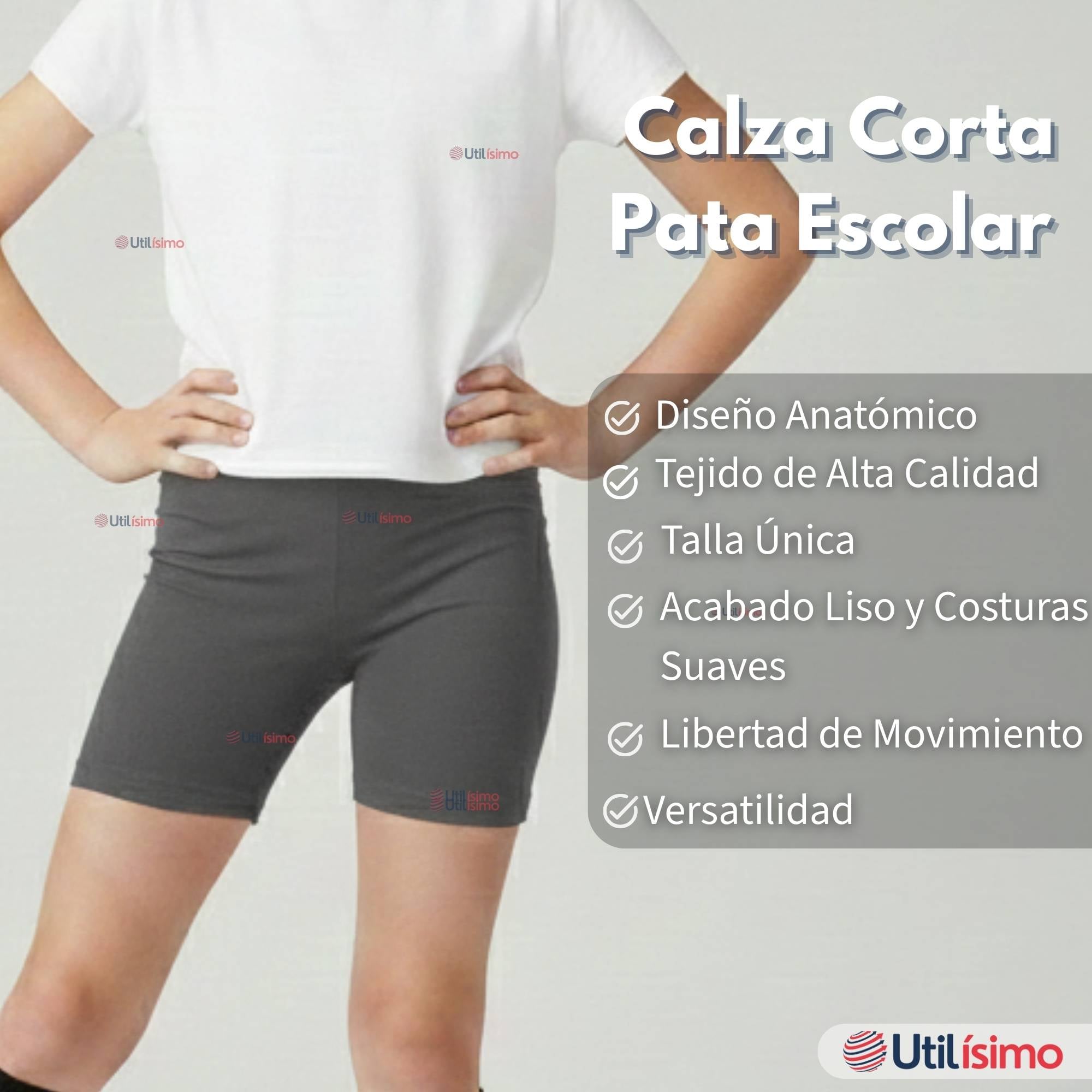 PACK 3 CALZAS CORTAS ESCOLAR PATA DEPORTIVAS NIÑA COLOR GRIS - 2