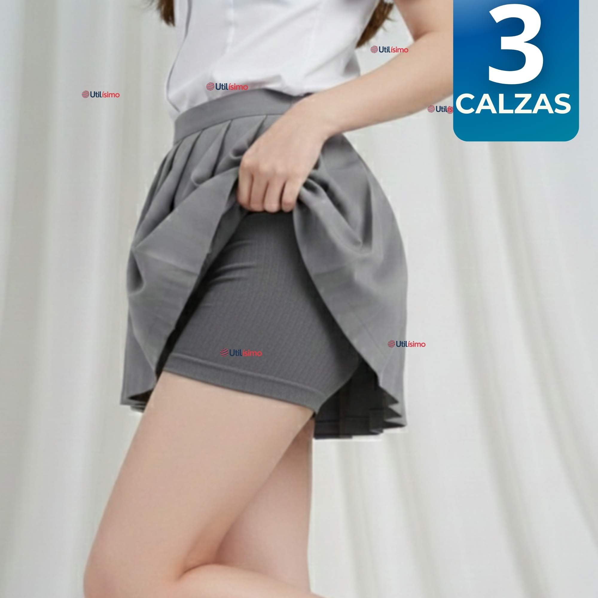 PACK 3 CALZAS CORTAS ESCOLAR PATA DEPORTIVAS JUVENIL COLOR GRIS - 1