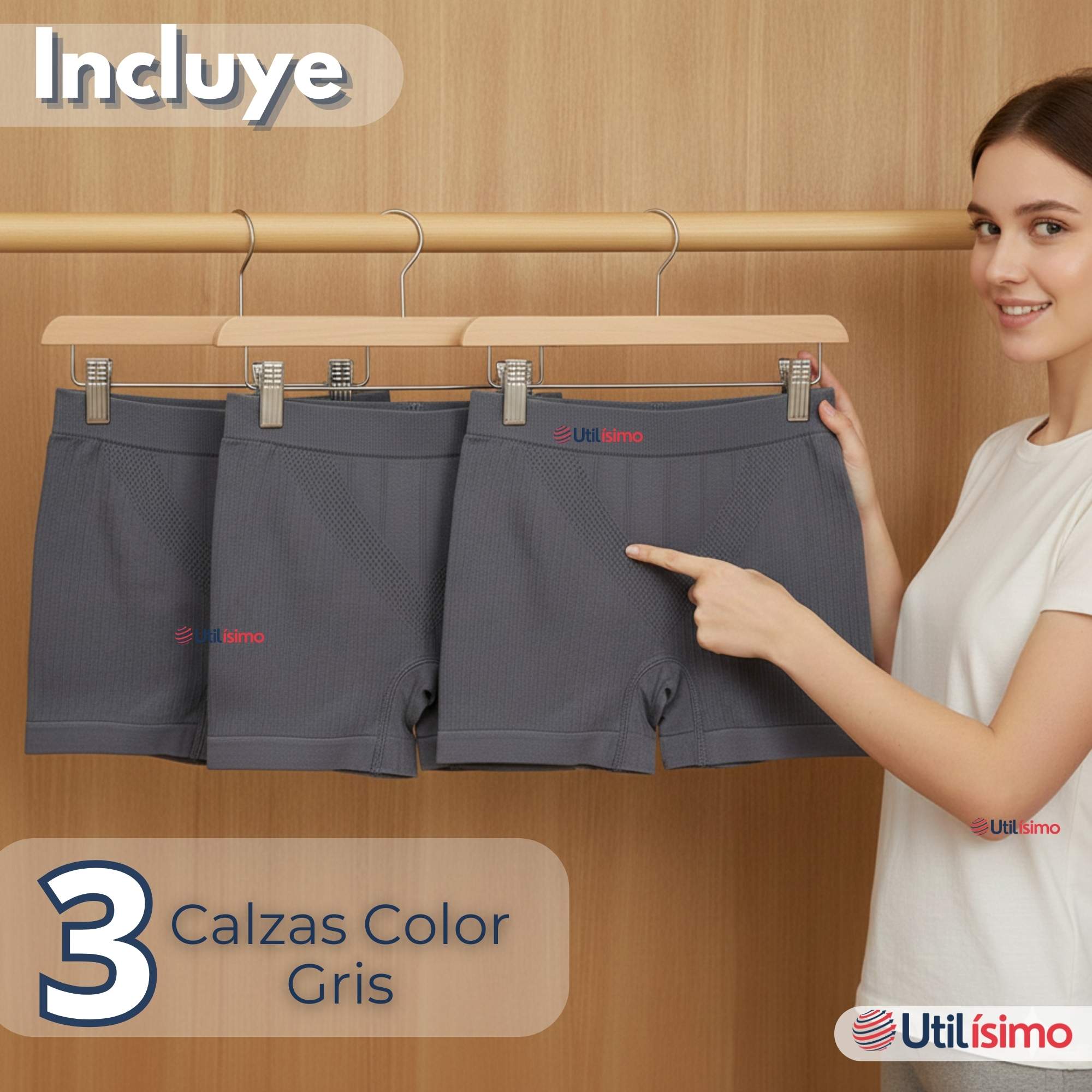 PACK 3 CALZAS CORTAS ESCOLAR PATA DEPORTIVAS JUVENIL COLOR GRIS - 2