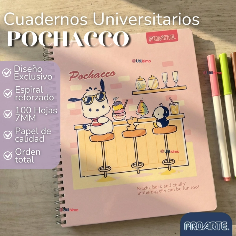 PACK 10 CUADERNOS UNIVERSITARIOS POCHACCO 100 HOJAS PROARTE DISEÑOS SURTIDOS - 2
