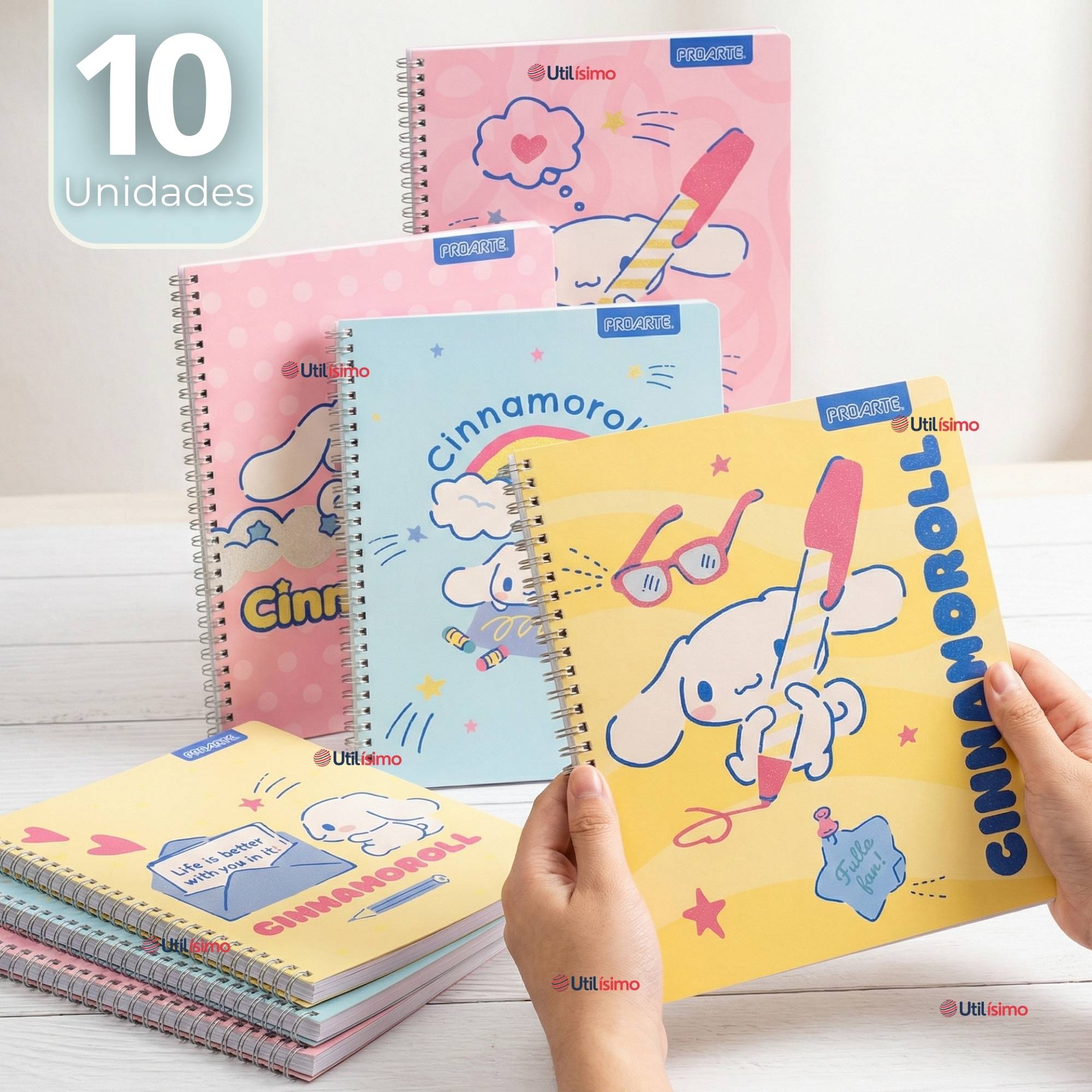 PACK 10 CUADERNOS UNIVERSITARIOS CINNAMOROLL 100 HOJAS PROARTE DISEÑOS SURTIDOS - 1
