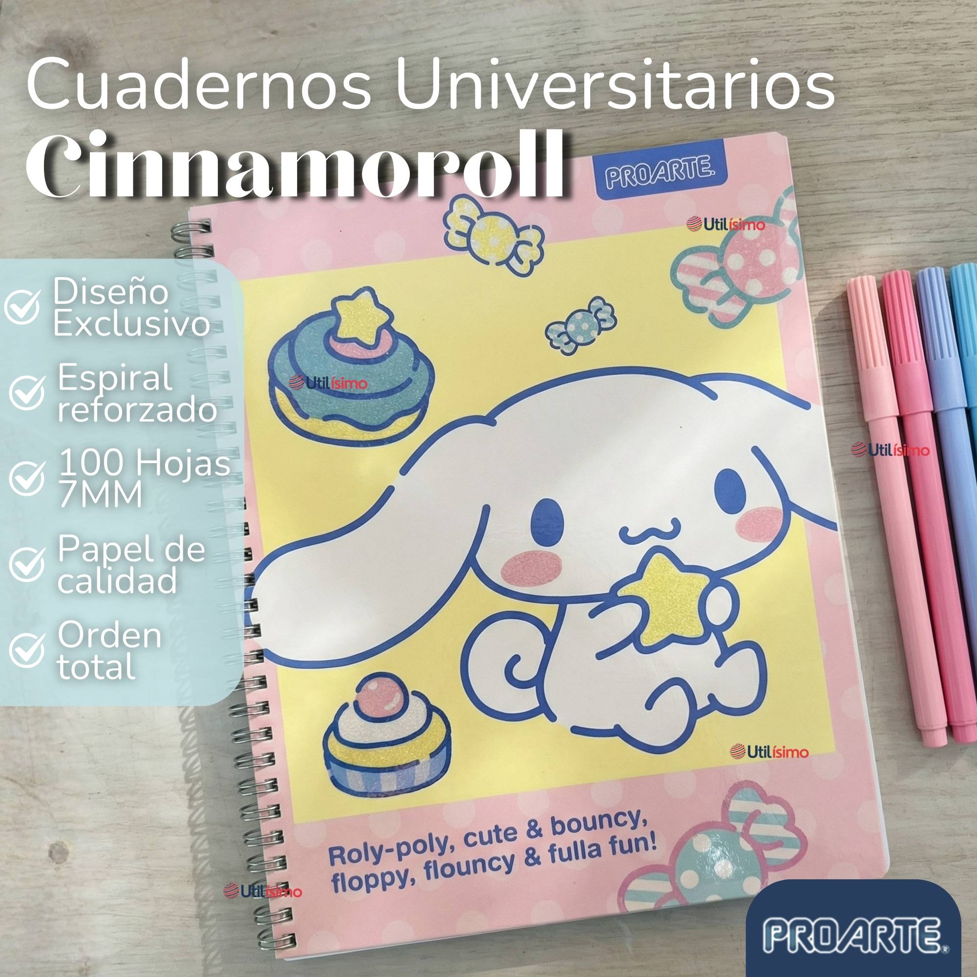 PACK 10 CUADERNOS UNIVERSITARIOS CINNAMOROLL 100 HOJAS PROARTE DISEÑOS SURTIDOS - 3