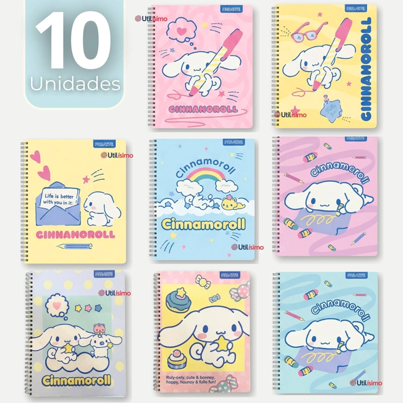 PACK 10 CUADERNOS UNIVERSITARIOS CINNAMOROLL 100 HOJAS PROARTE DISEÑOS SURTIDOS - 1