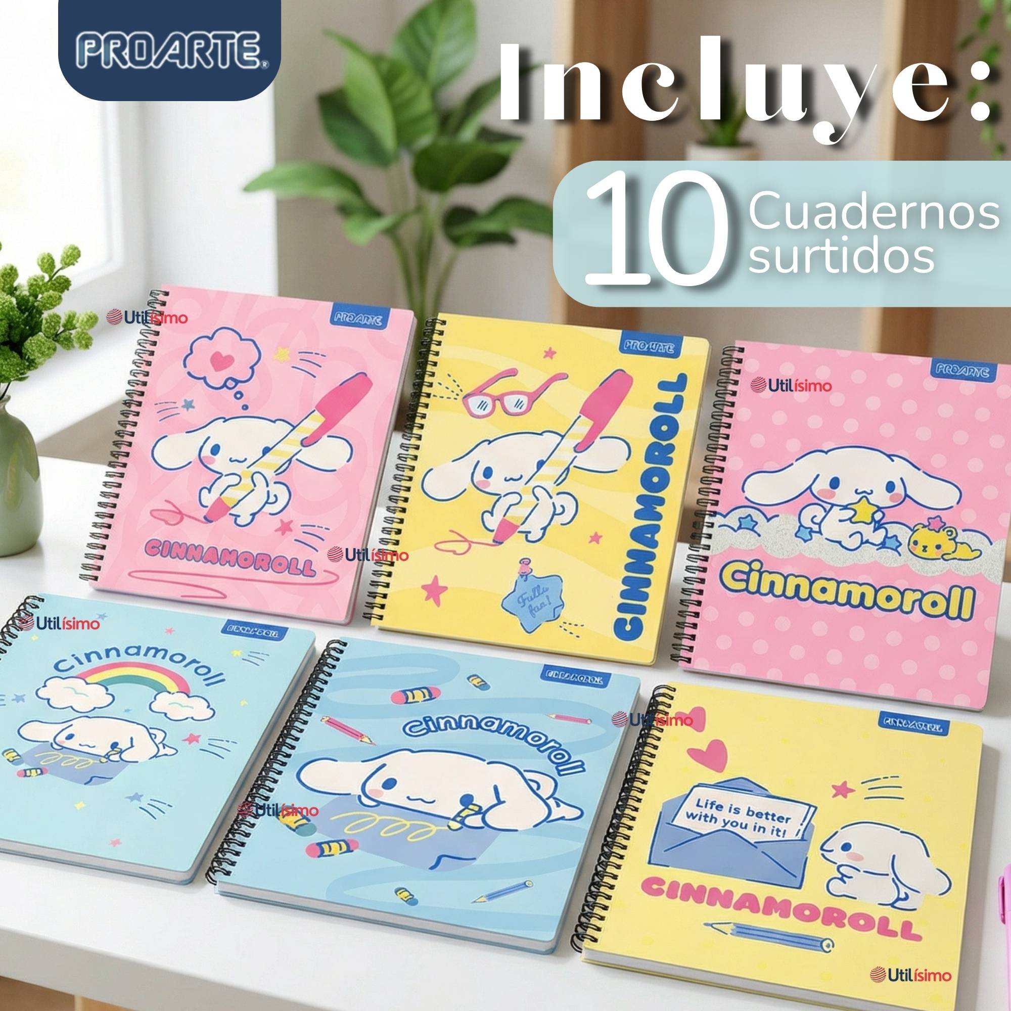 PACK 10 CUADERNOS UNIVERSITARIOS CINNAMOROLL 100 HOJAS PROARTE DISEÑOS SURTIDOS - 2