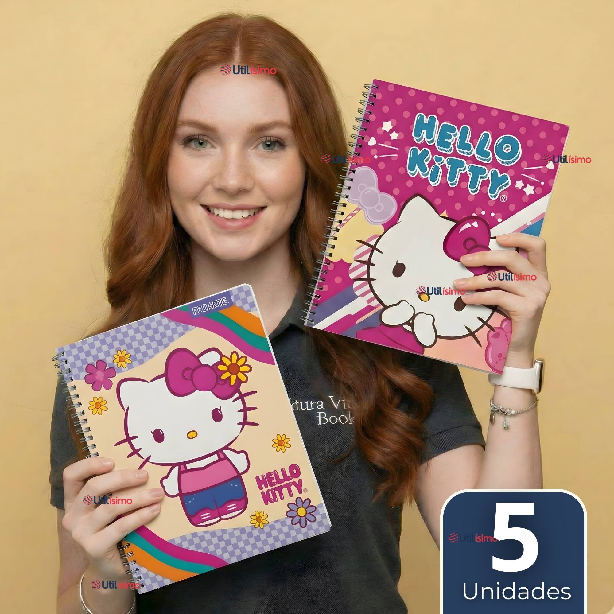 PACK 5 CUADERNOS UNIVERSITARIOS HELLO KITTY 100 HOJAS PROARTE DISEÑO SURTIDO - 1