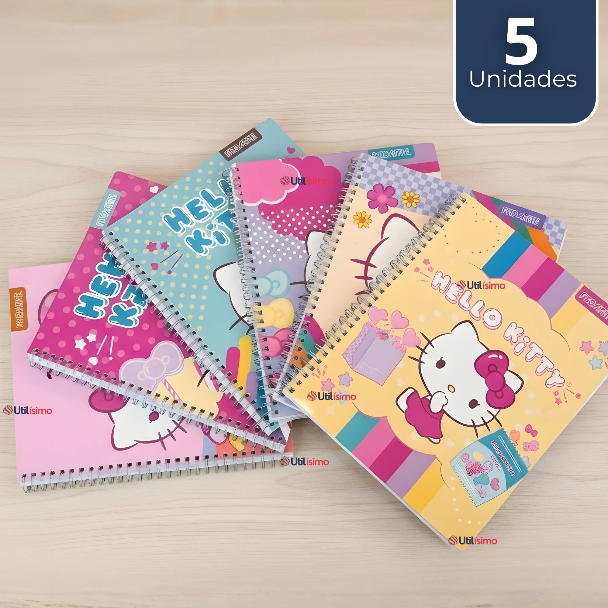 PACK 5 CUADERNOS UNIVERSITARIOS HELLO KITTY 100 HOJAS PROARTE DISEÑO SURTIDO - 1