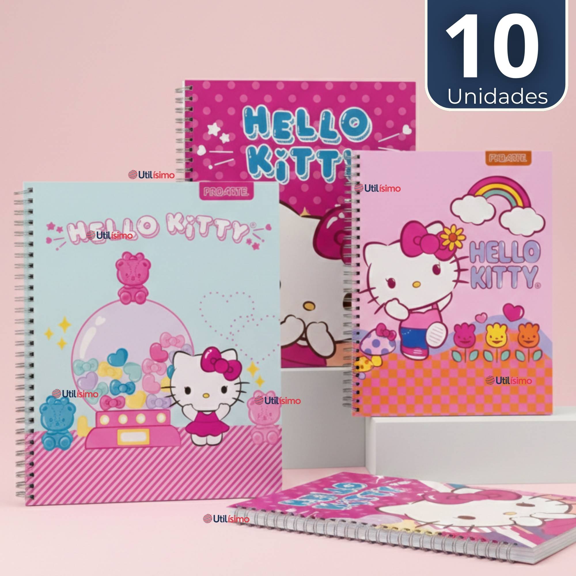PACK 10 CUADERNOS UNIVERSITARIOS HELLO KITTY 100 HOJAS PROARTE DISEÑOS SURTIDOS - 1