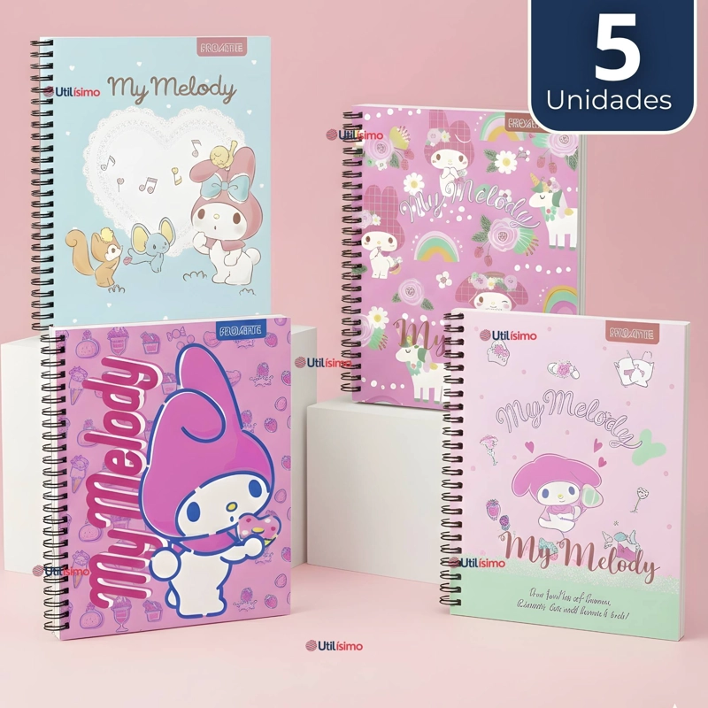 PACK 5 CUADERNOS UNIVERSITARIOS MY MELODY 100 HOJAS PROARTE DISEÑOS SURTIDOS - 1