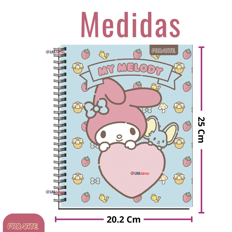 PACK 5 CUADERNOS UNIVERSITARIOS MY MELODY 100 HOJAS PROARTE DISEÑOS SURTIDOS - 4