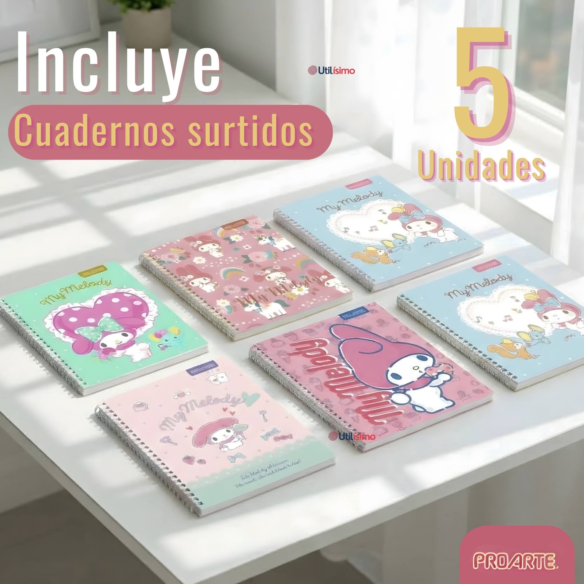 PACK 5 CUADERNOS UNIVERSITARIOS MY MELODY 100 HOJAS PROARTE DISEÑOS SURTIDO - 2