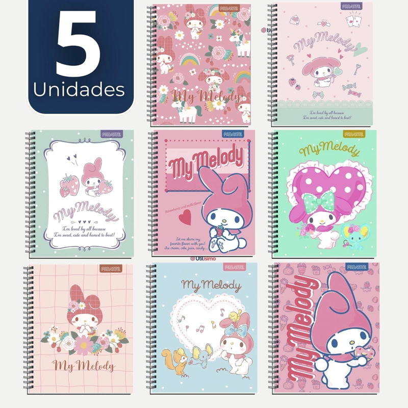 PACK 5 CUADERNOS UNIVERSITARIOS MY MELODY 100 HOJAS PROARTE DISEÑOS SURTIDOS - 1